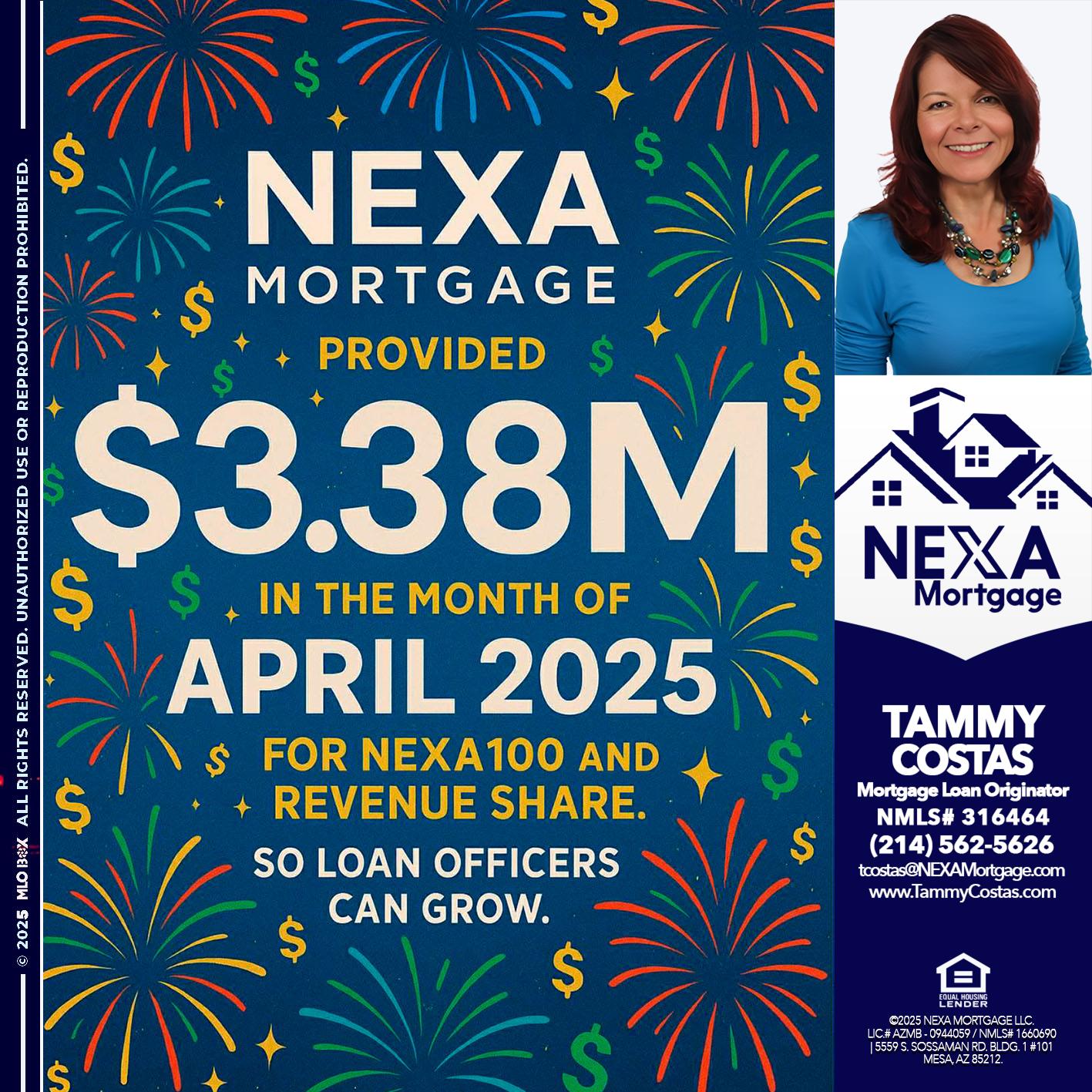 $3.38M - Tammy Costas -Mortgage Loan Originator