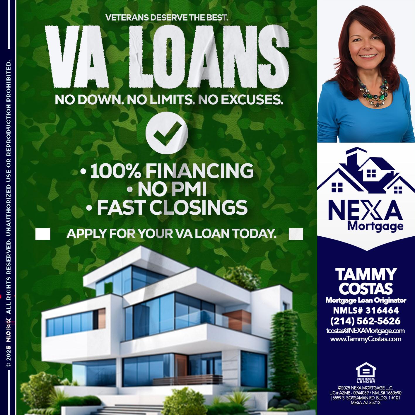 VA LOANS - Tammy Costas -Mortgage Loan Originator