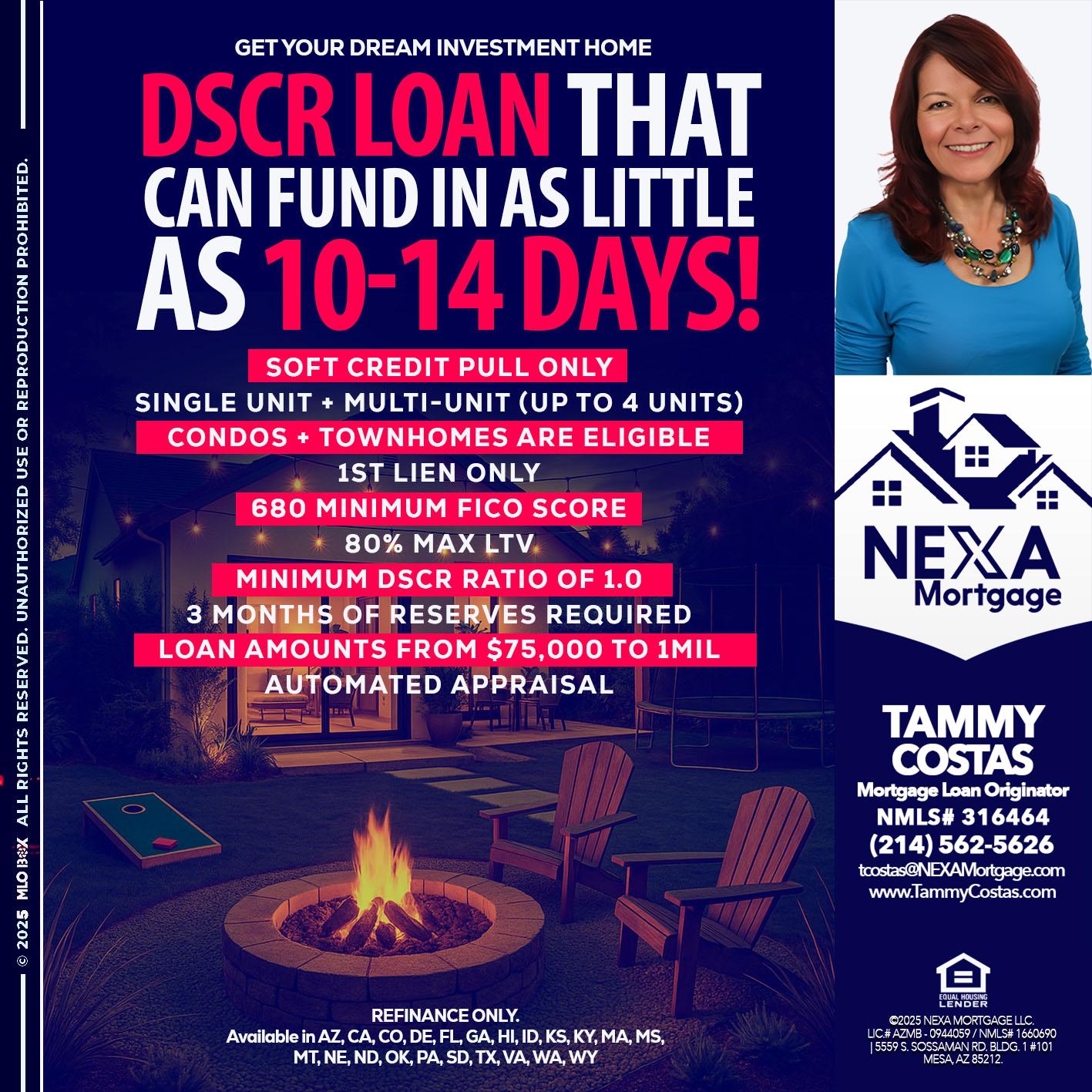 DSCR LOAN - Tammy Costas -Mortgage Loan Originator