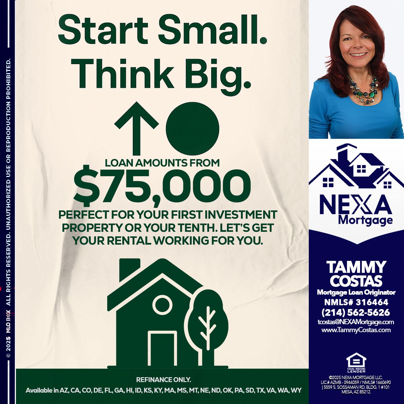 START SMALL - Tammy Costas -Mortgage Loan Originator