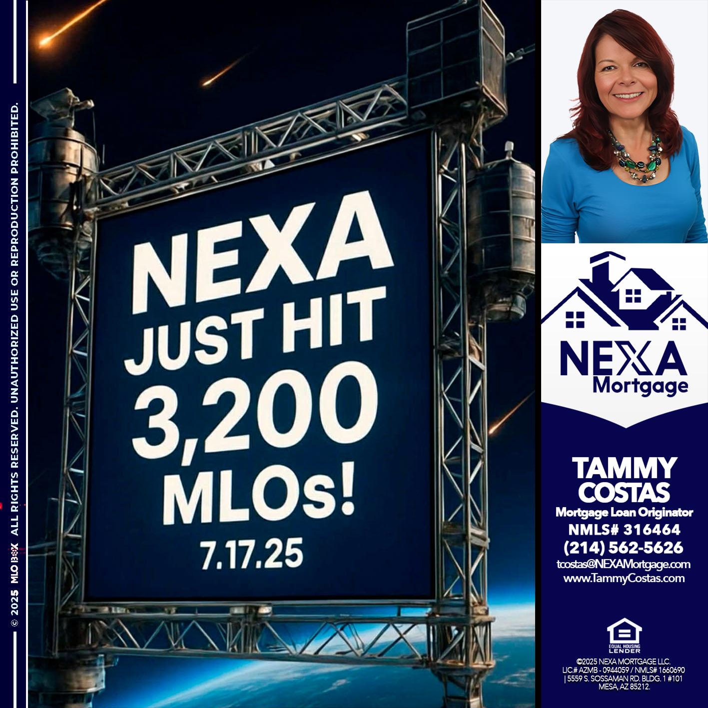 NEXA JUST HIT 3,200 - Tammy Costas -Mortgage Loan Originator