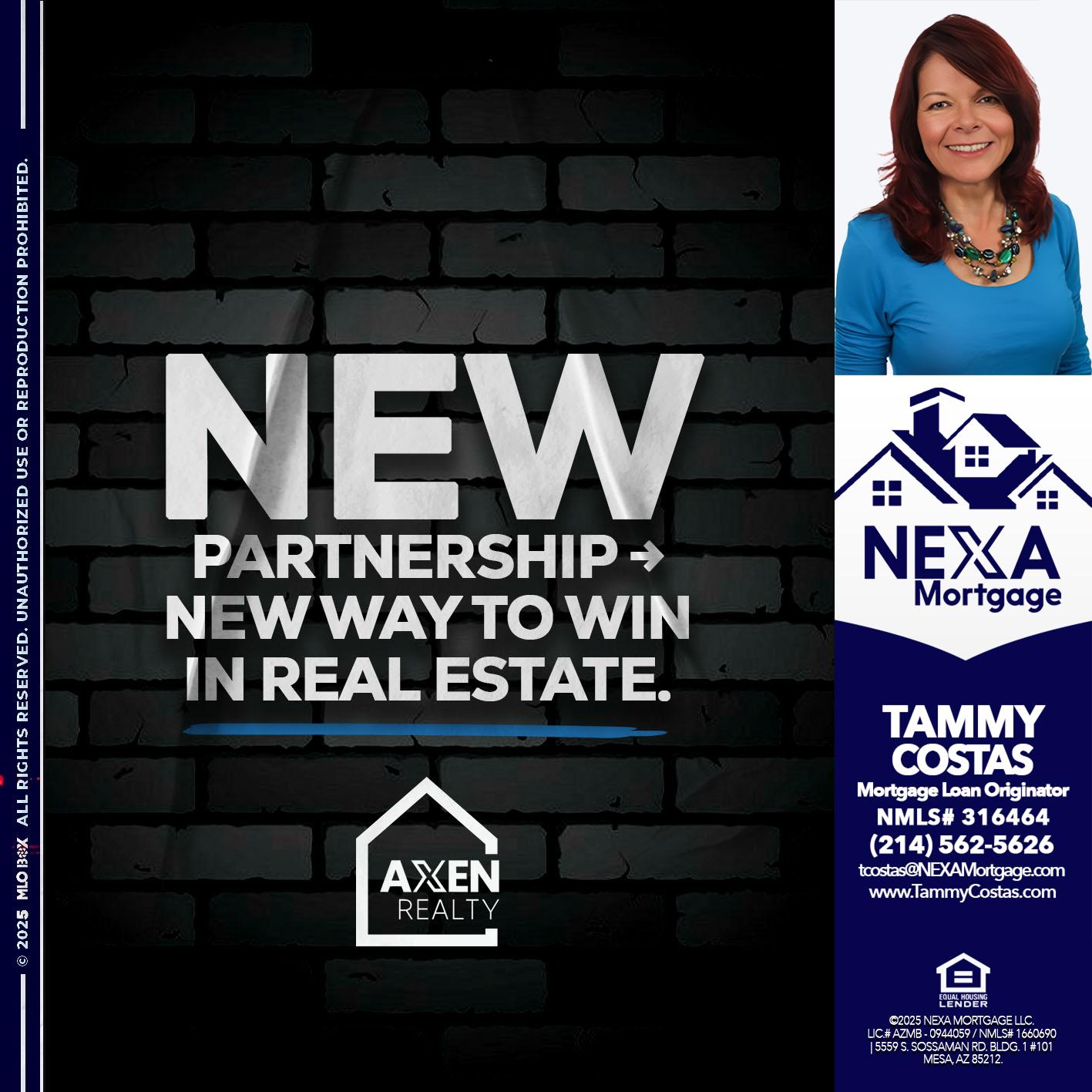 new partnership - Tammy Costas -Mortgage Loan Originator