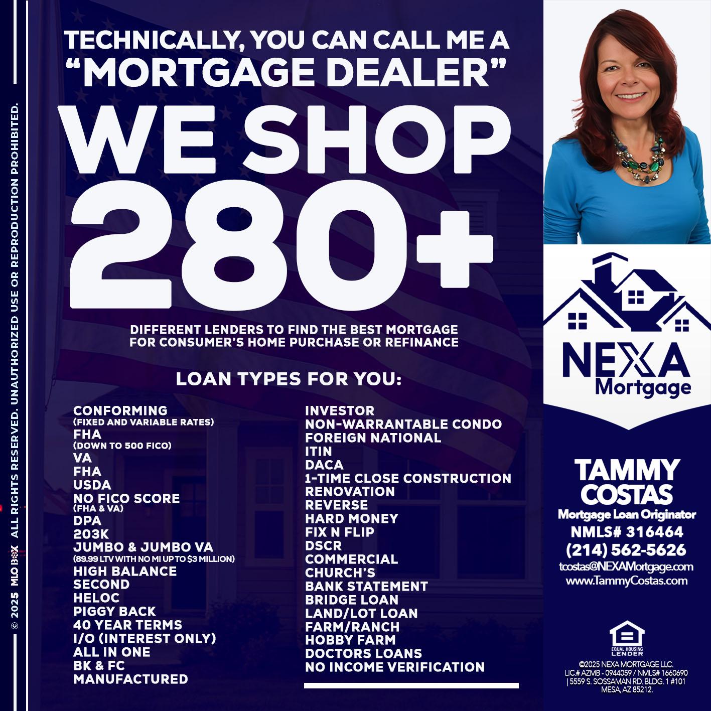 WE SHOP 280 + - Tammy Costas -Mortgage Loan Originator