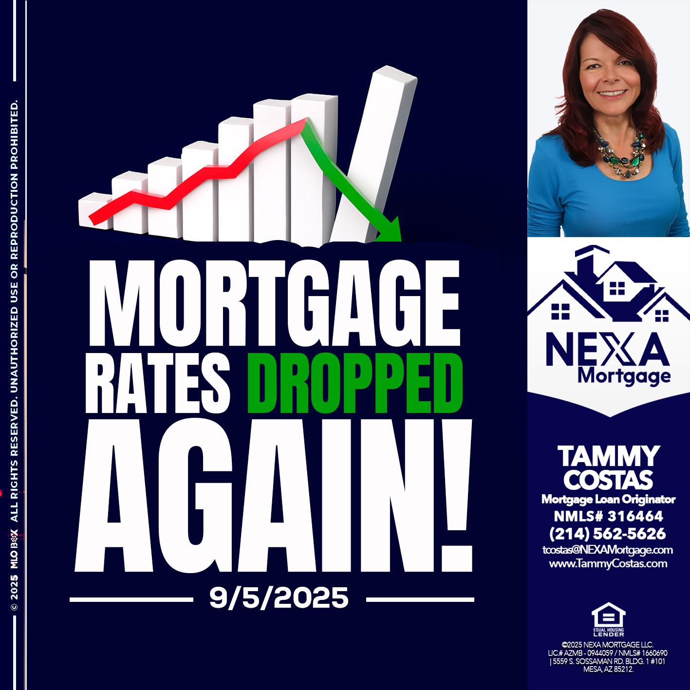 RATES DROP - Tammy Costas -Mortgage Loan Originator