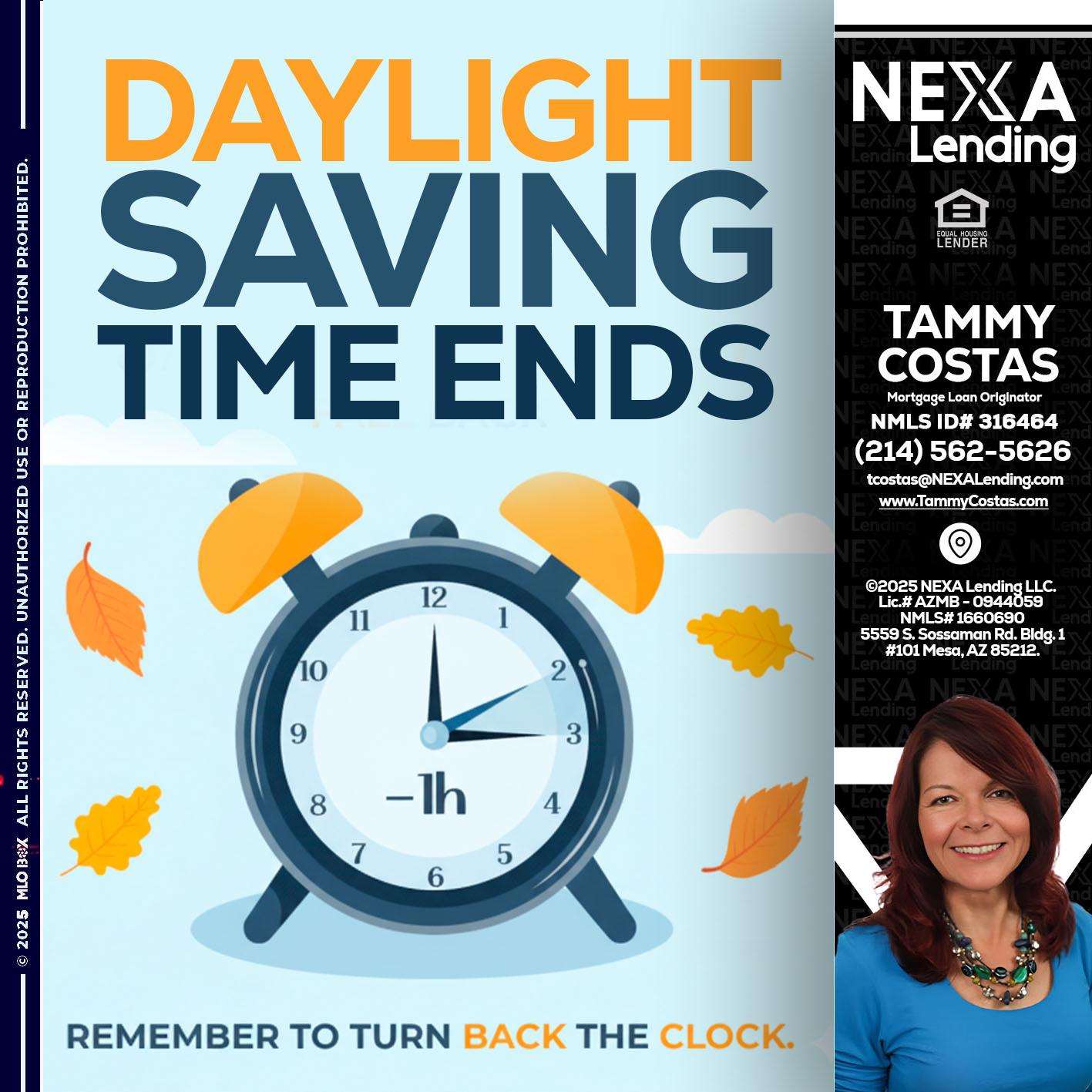 daylight saving - Tammy Costas -Mortgage Loan Originator
