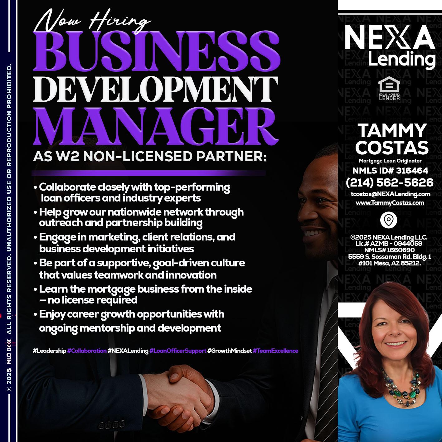 NOW HIRING - Tammy Costas -Mortgage Loan Originator