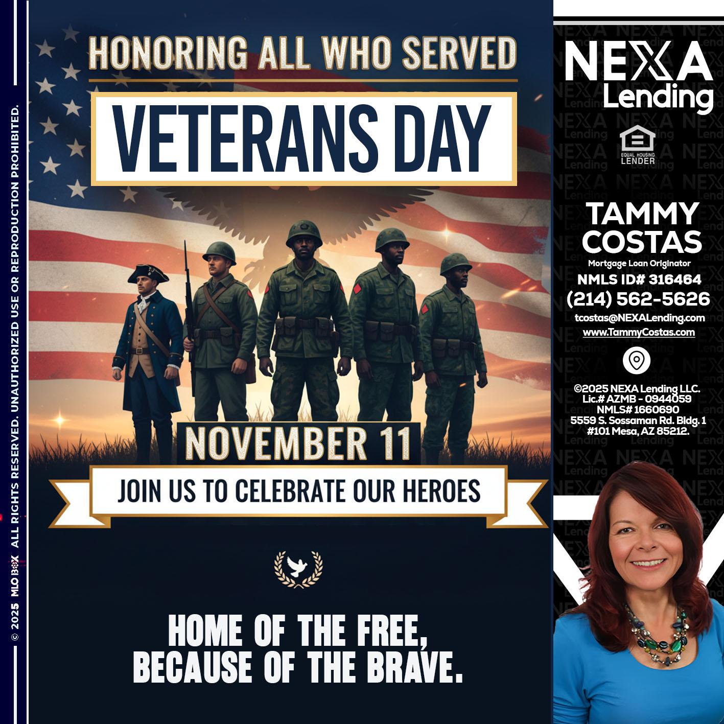 VETERANS DAY - Tammy Costas -Mortgage Loan Originator