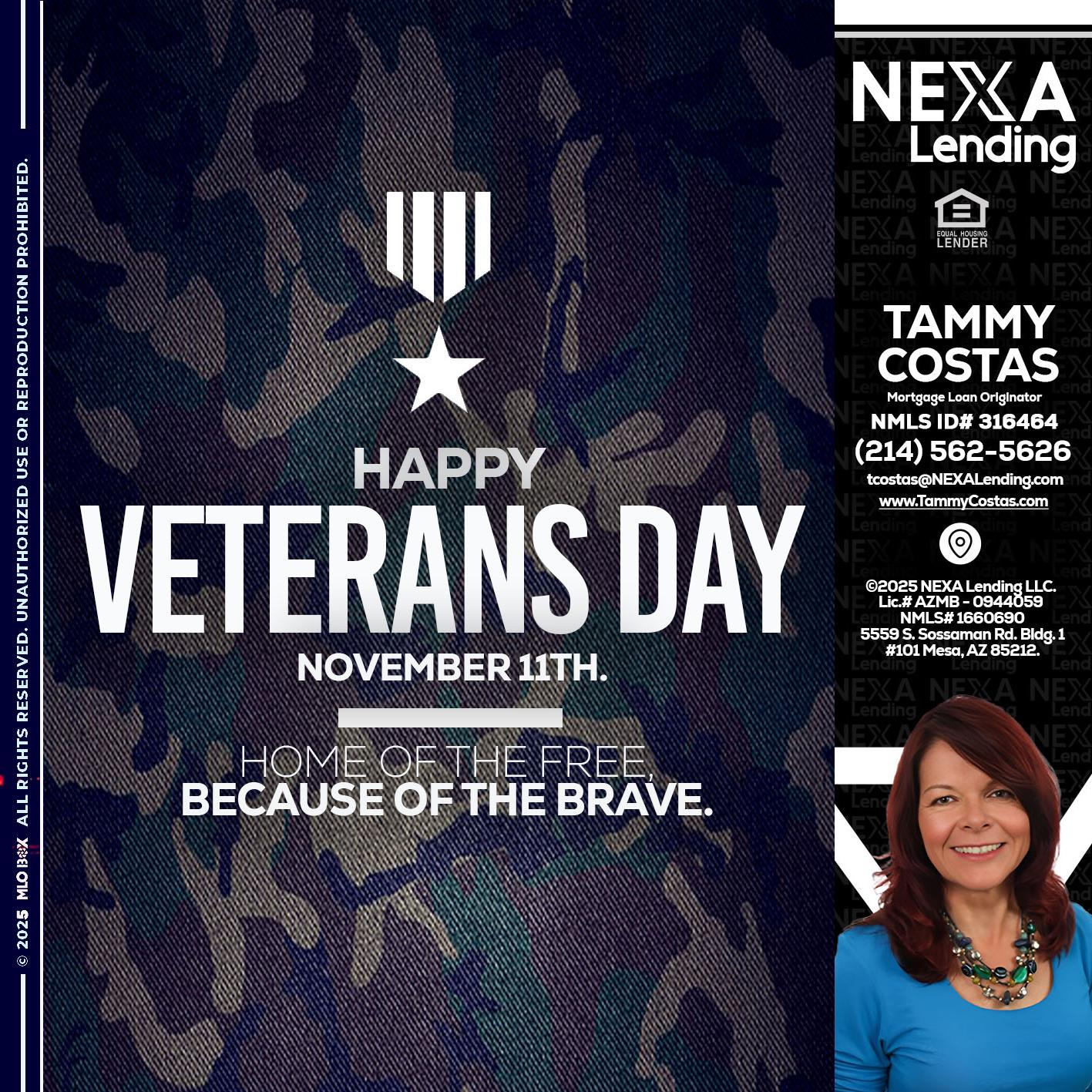 VETERANS DAY - Tammy Costas -Mortgage Loan Originator