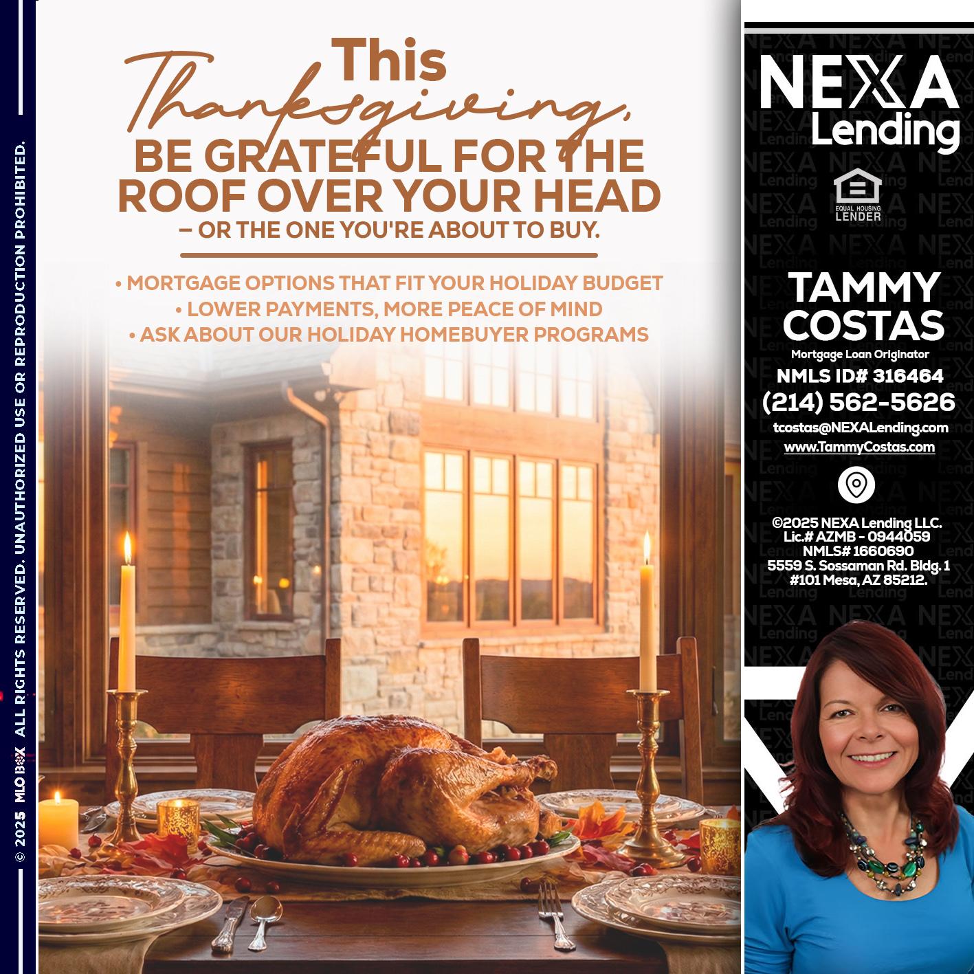 THIS THANKSGIVING - Tammy Costas -Mortgage Loan Originator