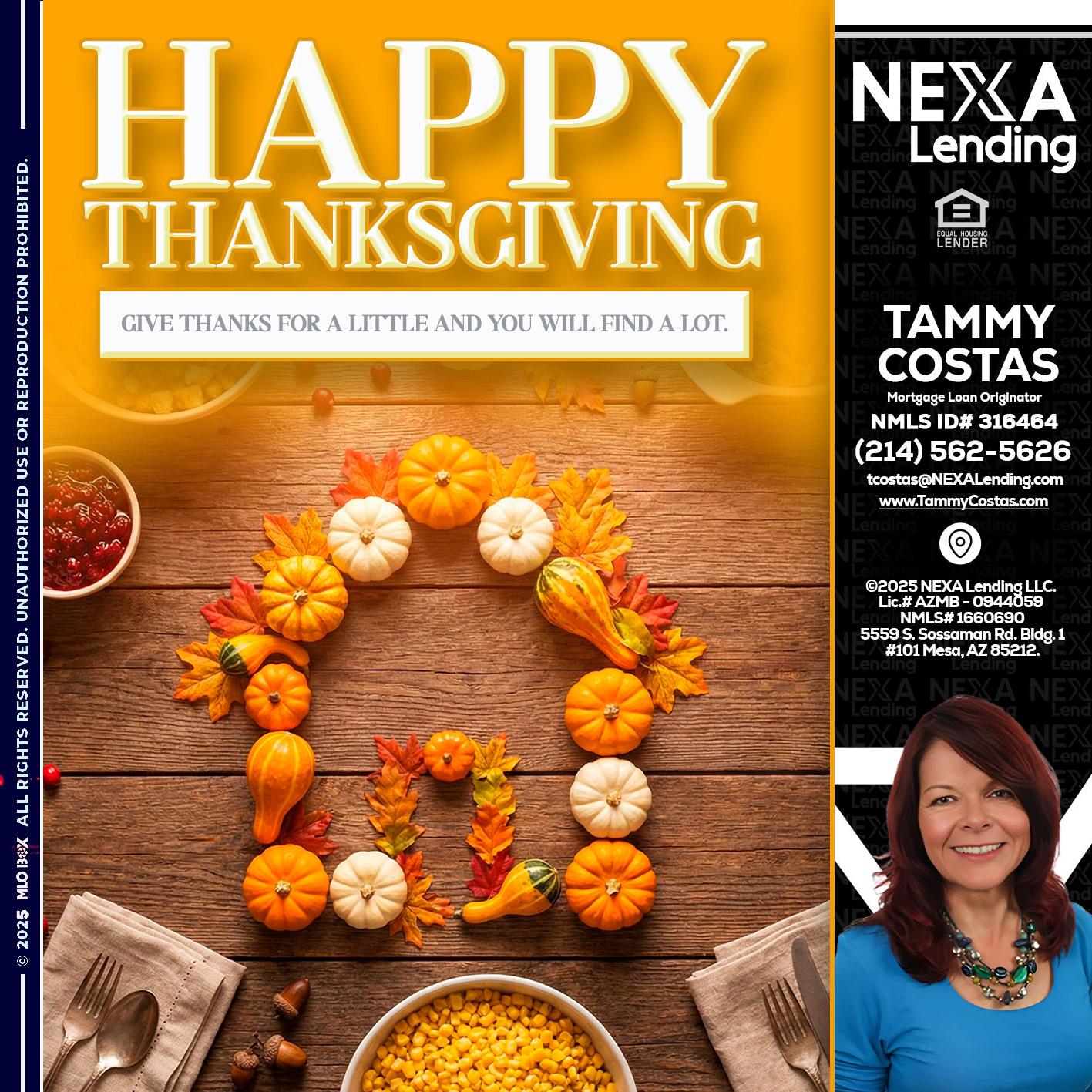 HAPPY THANKSGIVING - Tammy Costas -Mortgage Loan Originator