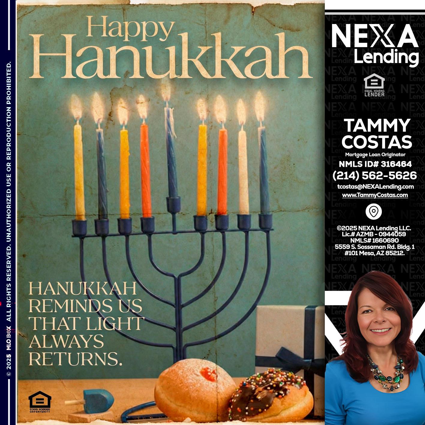 HAPPY HANUKKAH - Tammy Costas -Mortgage Loan Originator