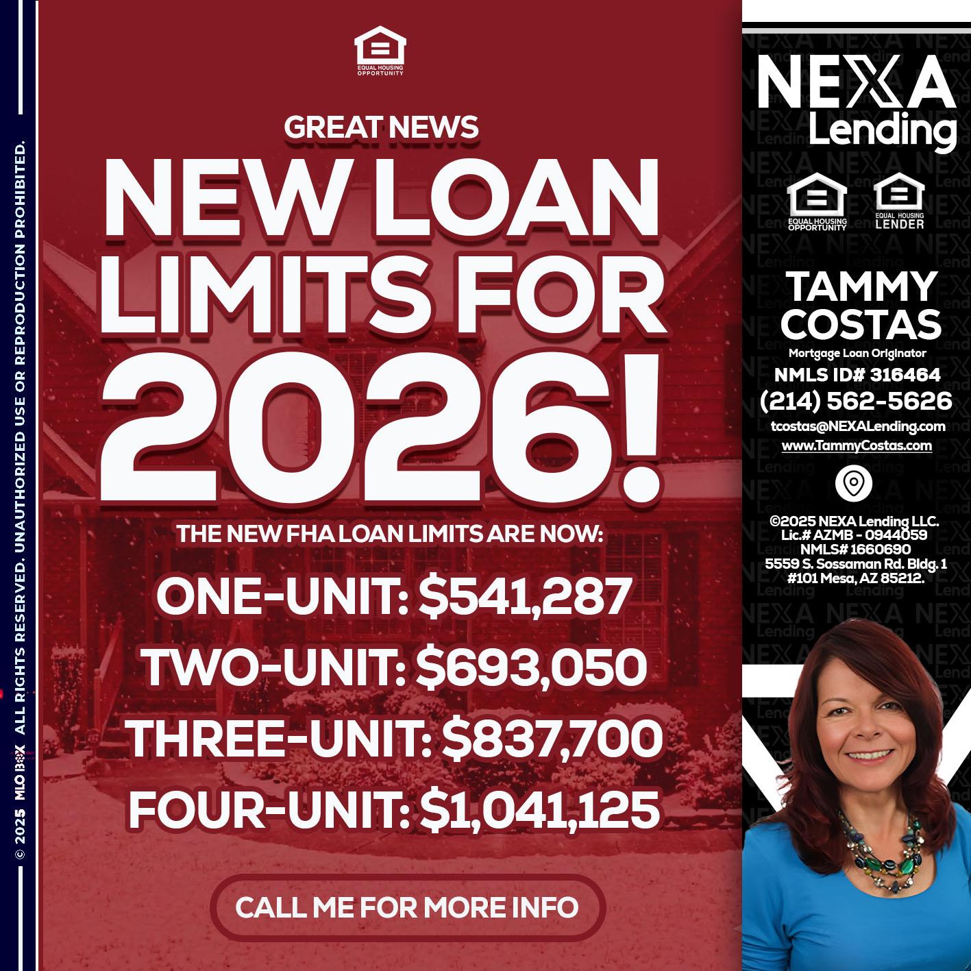 loan limits - Tammy Costas -Mortgage Loan Originator