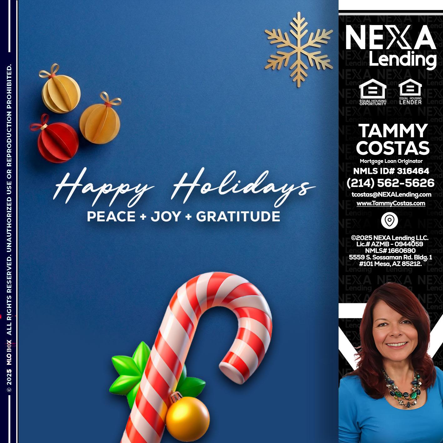 HAPPY HOLIDAYS - Tammy Costas -Mortgage Loan Originator