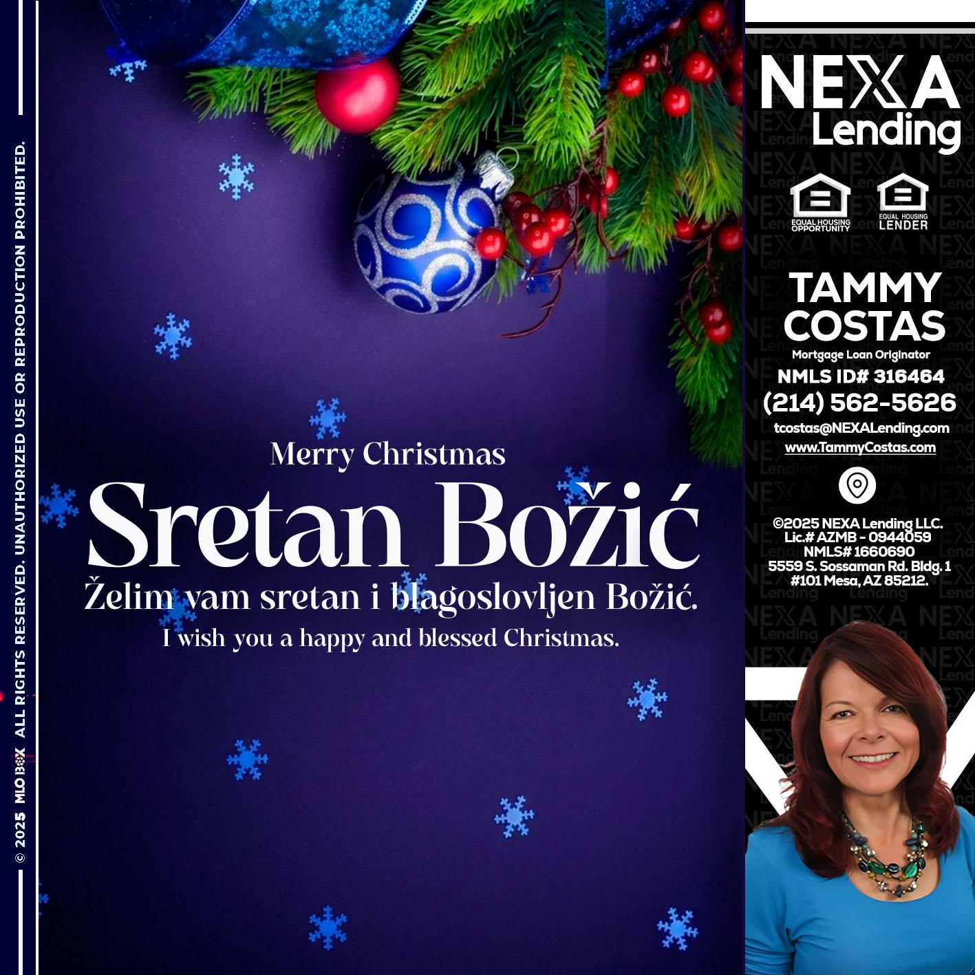 Sretan Božić - Tammy Costas -Mortgage Loan Originator