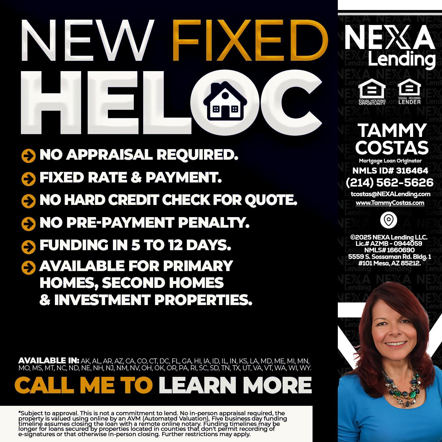 HELOC - Tammy Costas -Mortgage Loan Originator