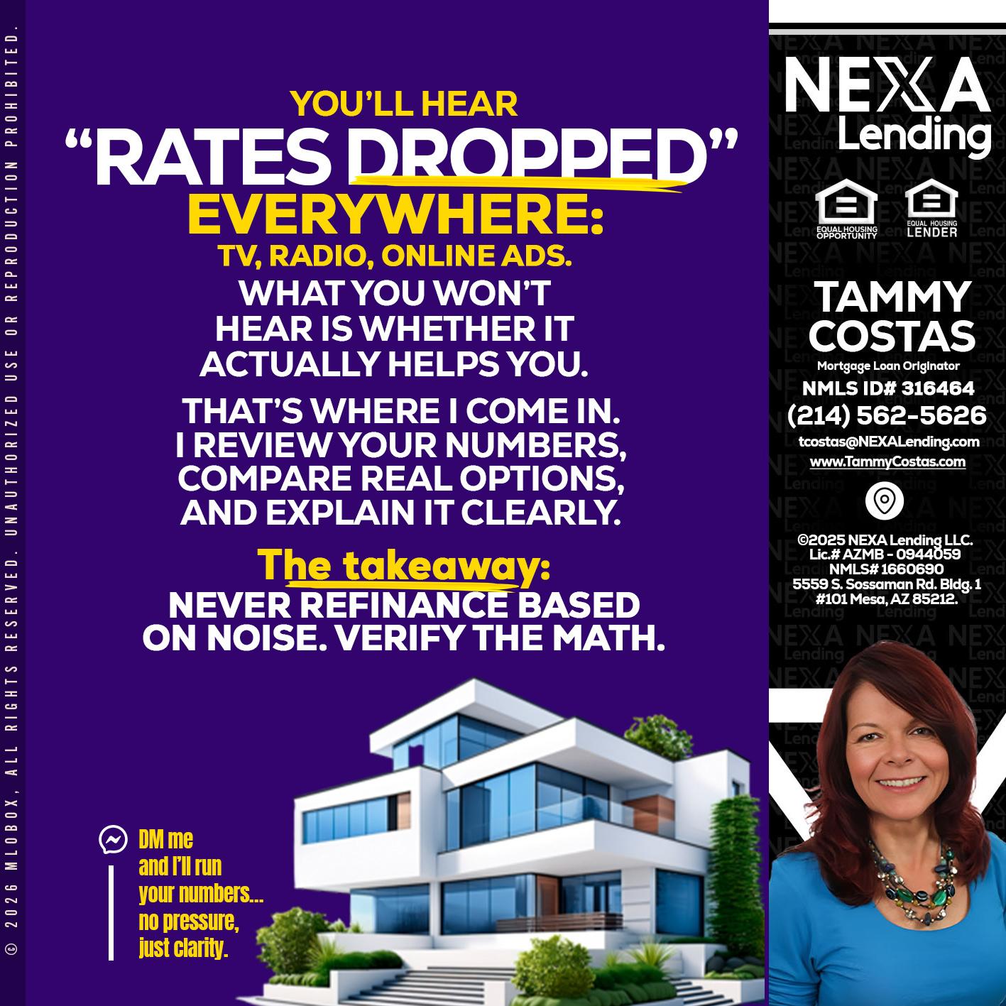 RATES DOPPED - Tammy Costas -Mortgage Loan Originator