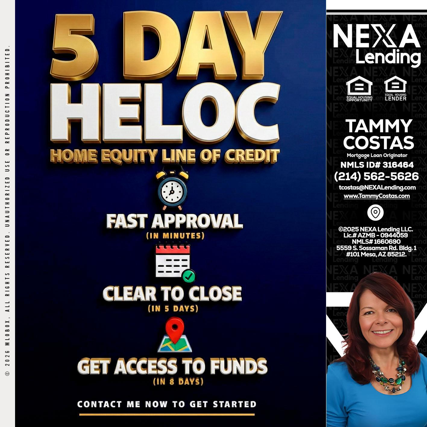 5 day hello - Tammy Costas -Mortgage Loan Originator