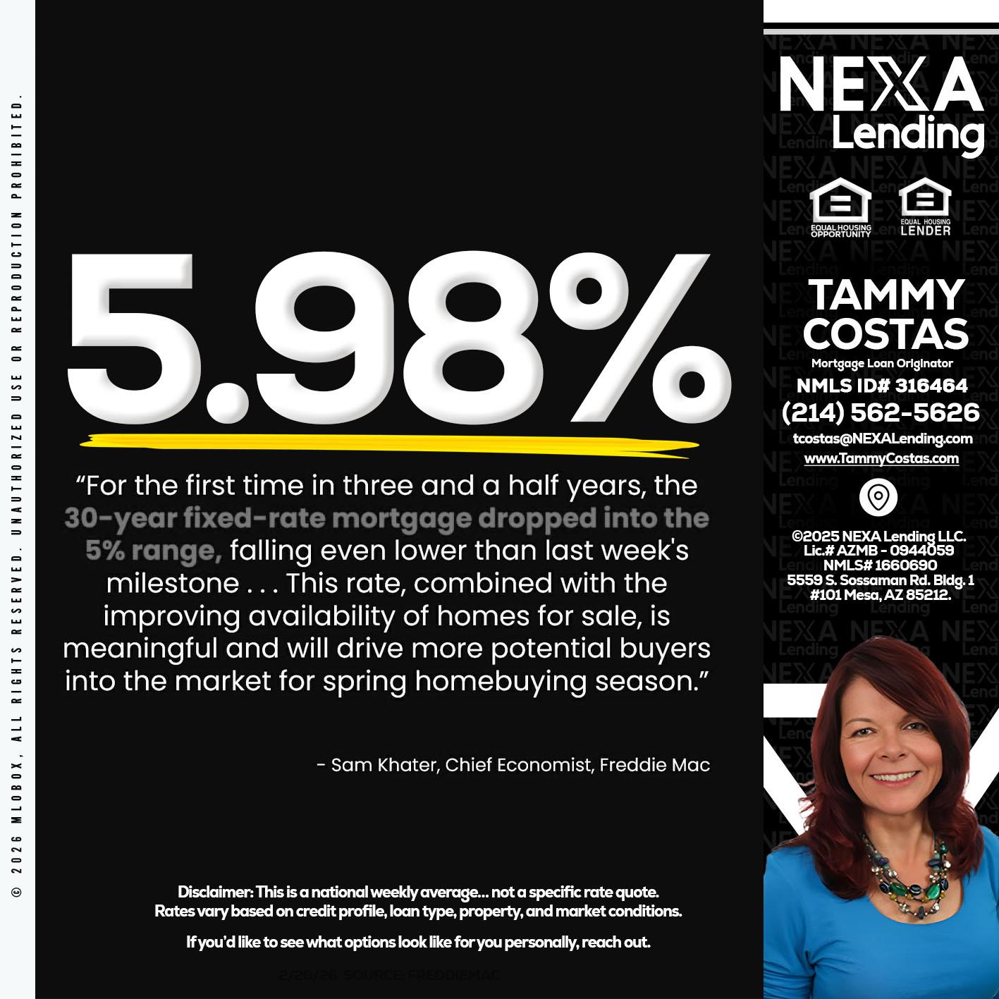 5.98% - Tammy Costas -Mortgage Loan Originator