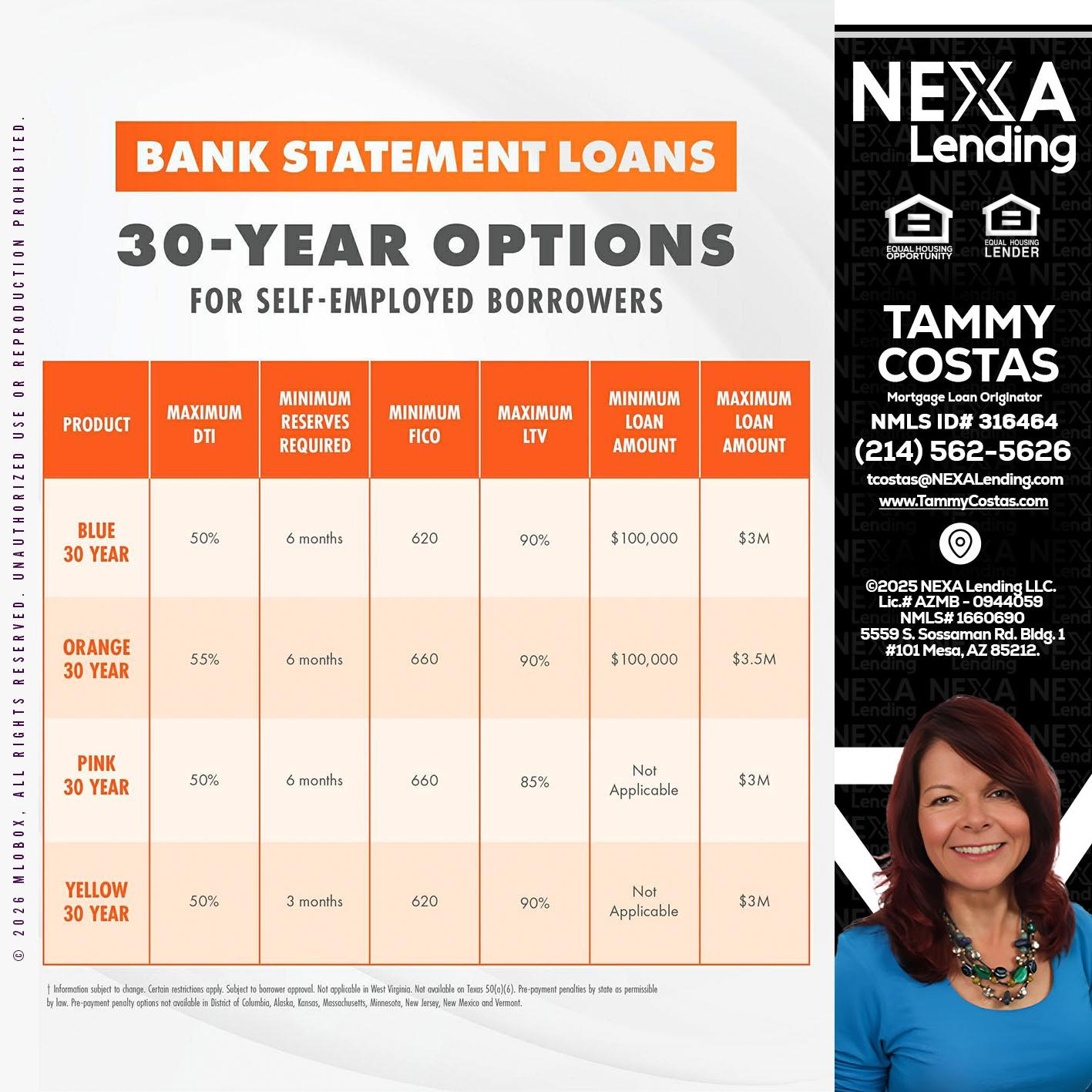 30 YEARS OPTIONS - Tammy Costas -Mortgage Loan Originator