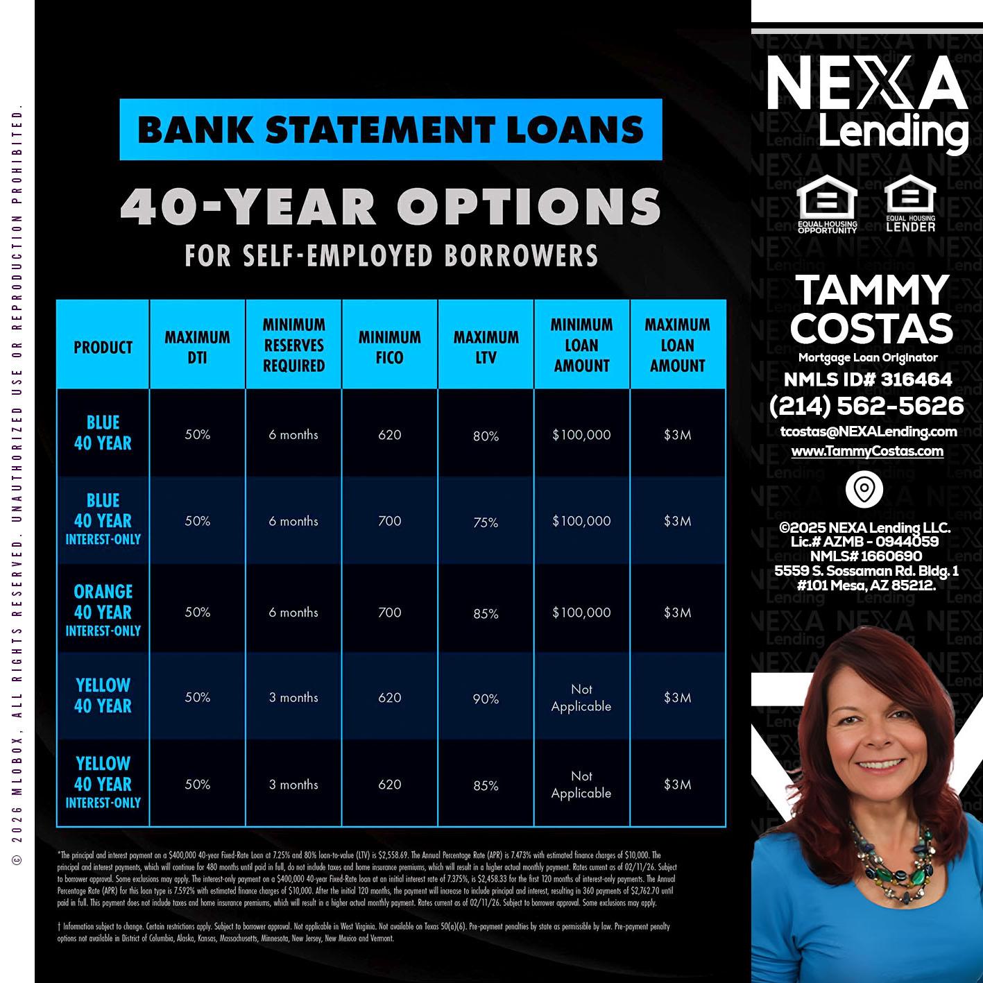 40 YR. OPTIONS - Tammy Costas -Mortgage Loan Originator