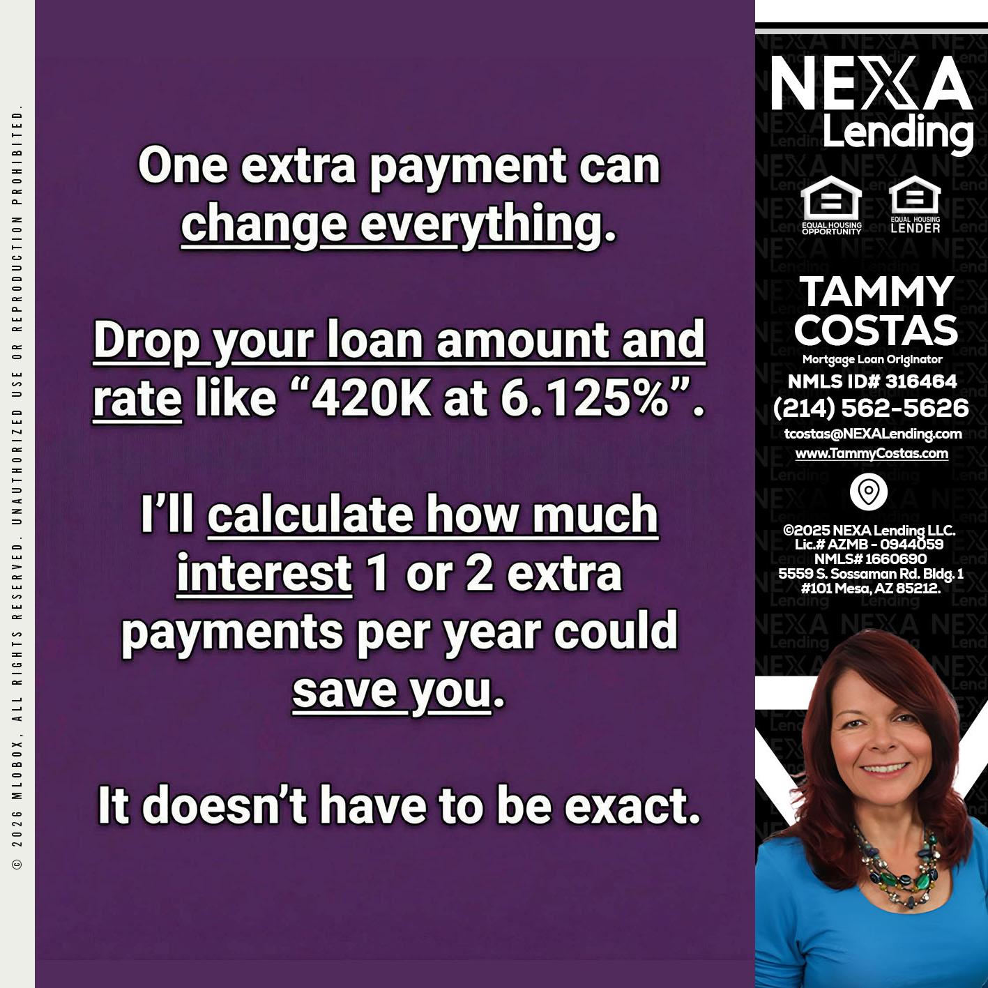 ONE EXTRA - Tammy Costas -Mortgage Loan Originator