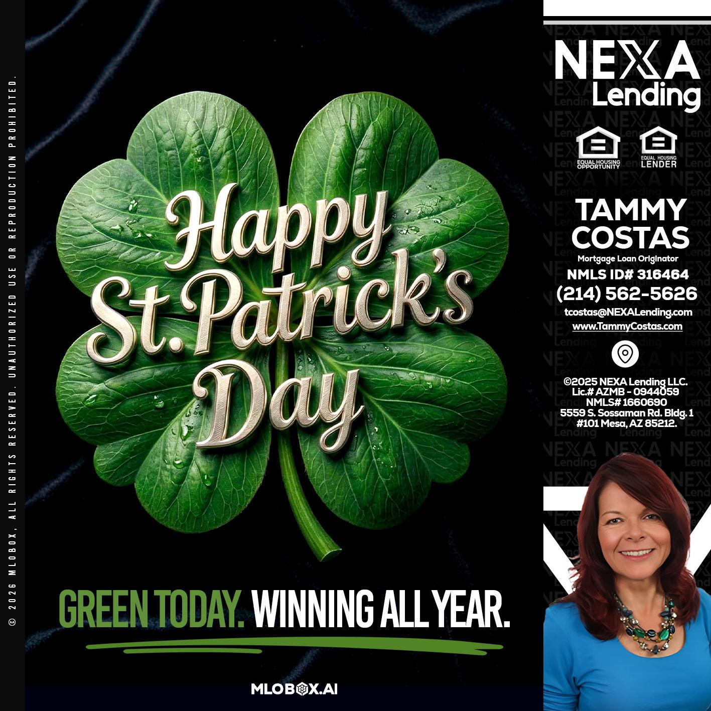 happy st. Patricks day - Tammy Costas -Mortgage Loan Originator