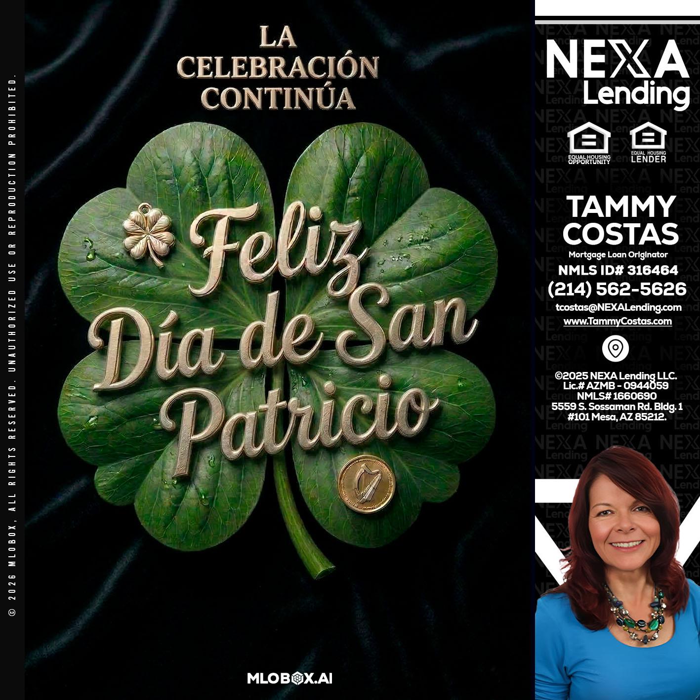FELIZ DIA DE SAN PATRICIO - Tammy Costas -Mortgage Loan Originator