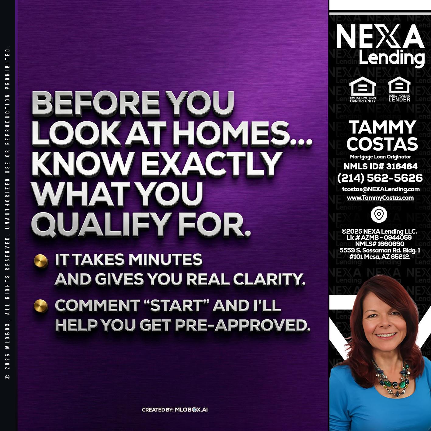 BEFORE YOU - Tammy Costas -Mortgage Loan Originator