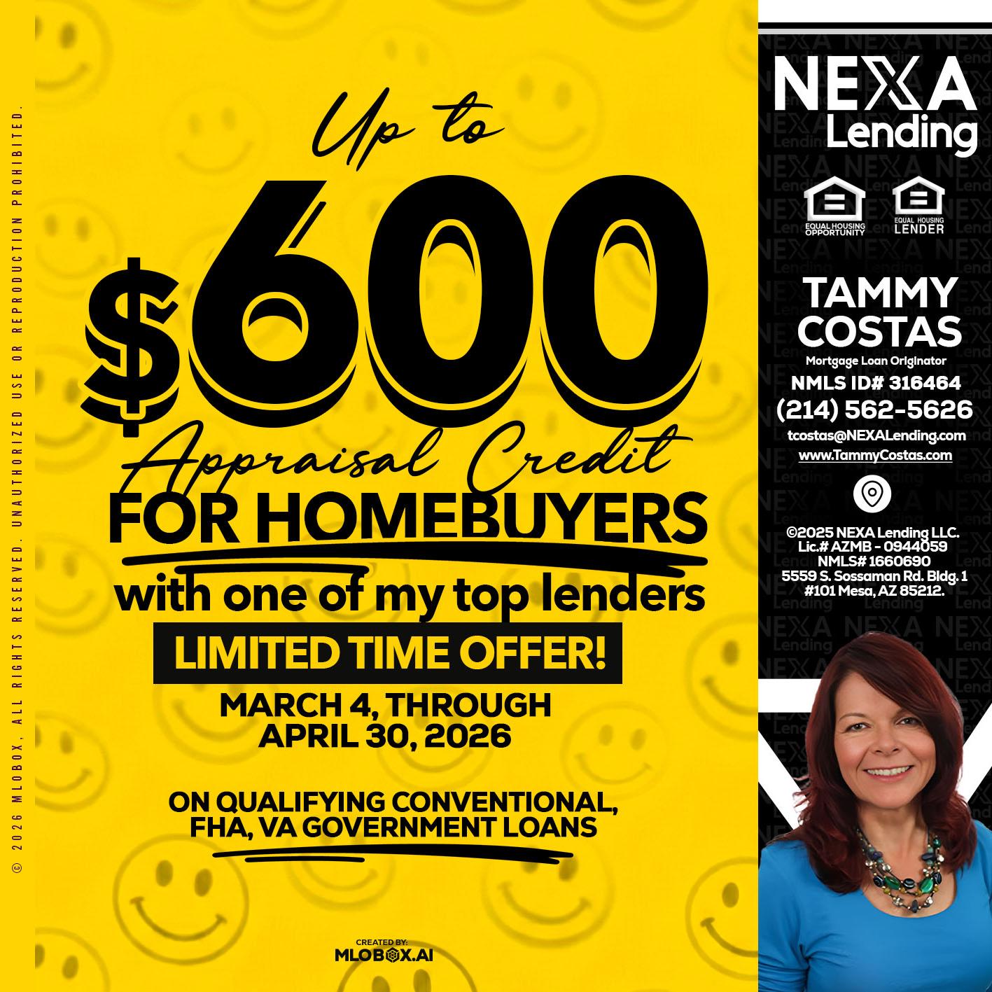 UP TO 600 - Tammy Costas -Mortgage Loan Originator