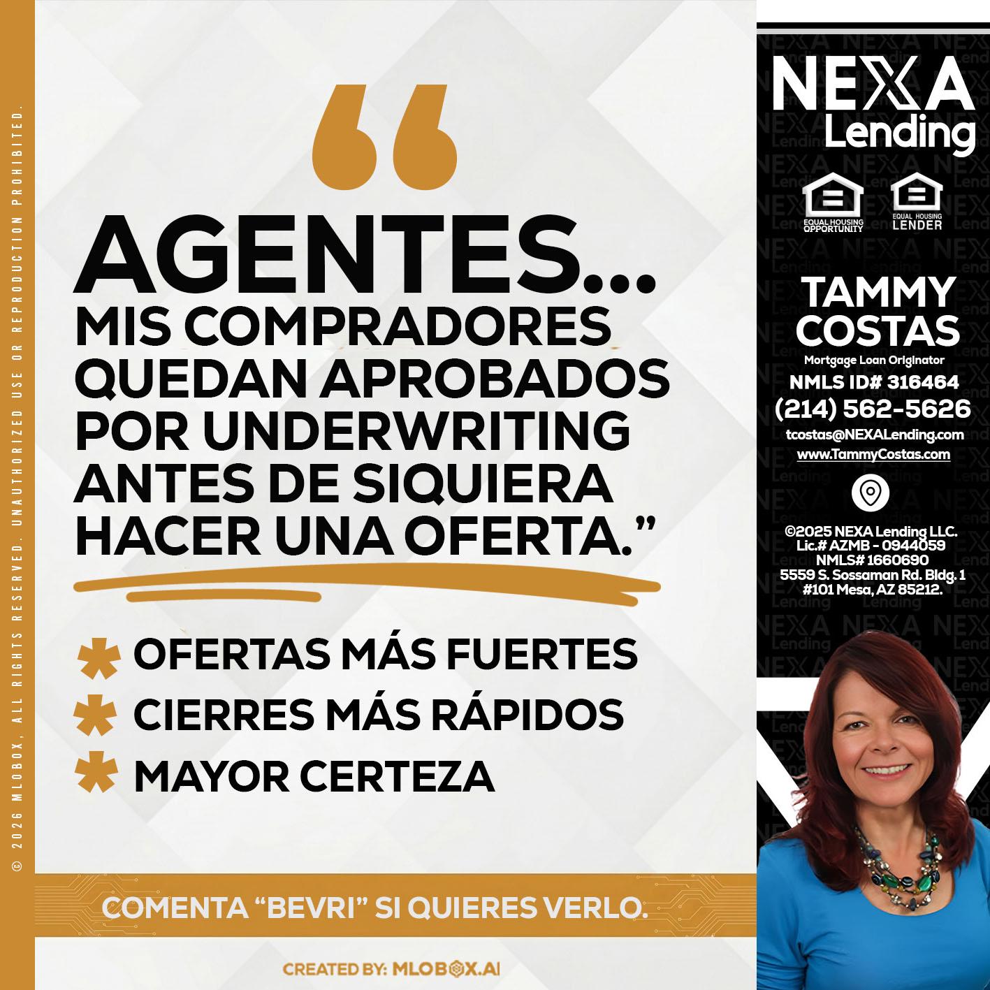 AGENTES - Tammy Costas -Mortgage Loan Originator