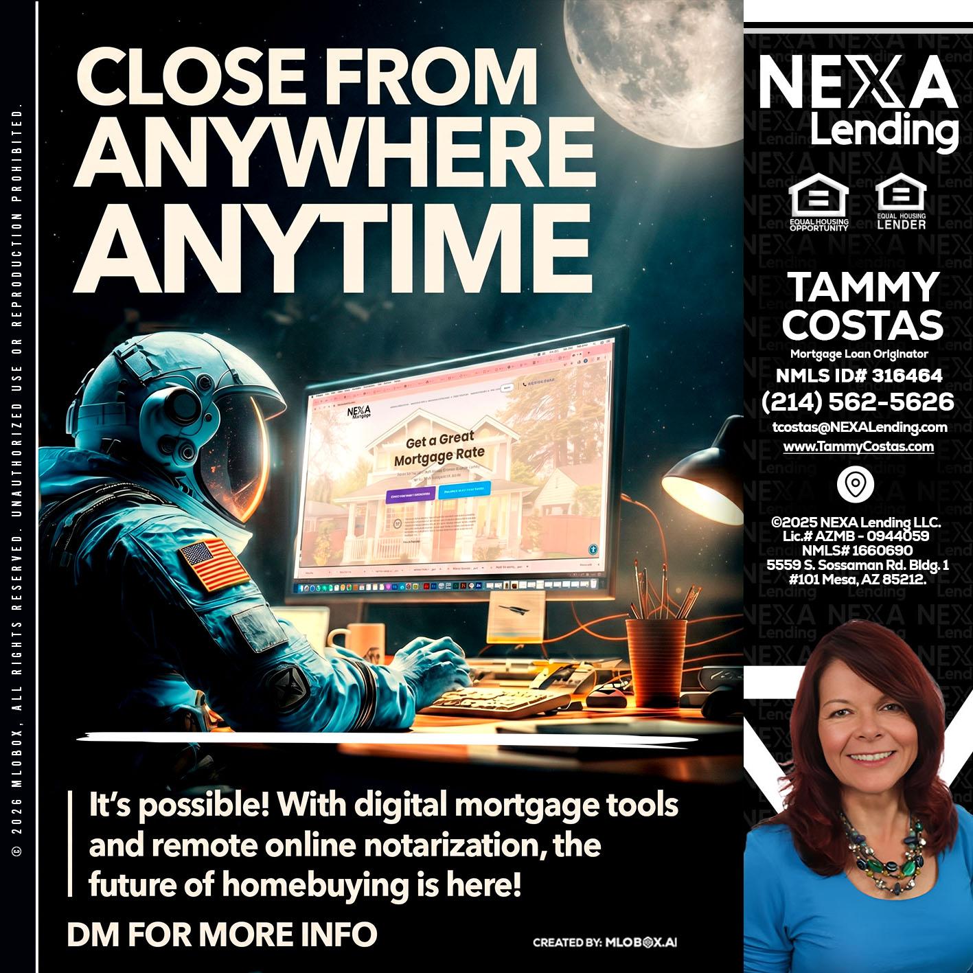 CLOSE FROM - Tammy Costas -Mortgage Loan Originator