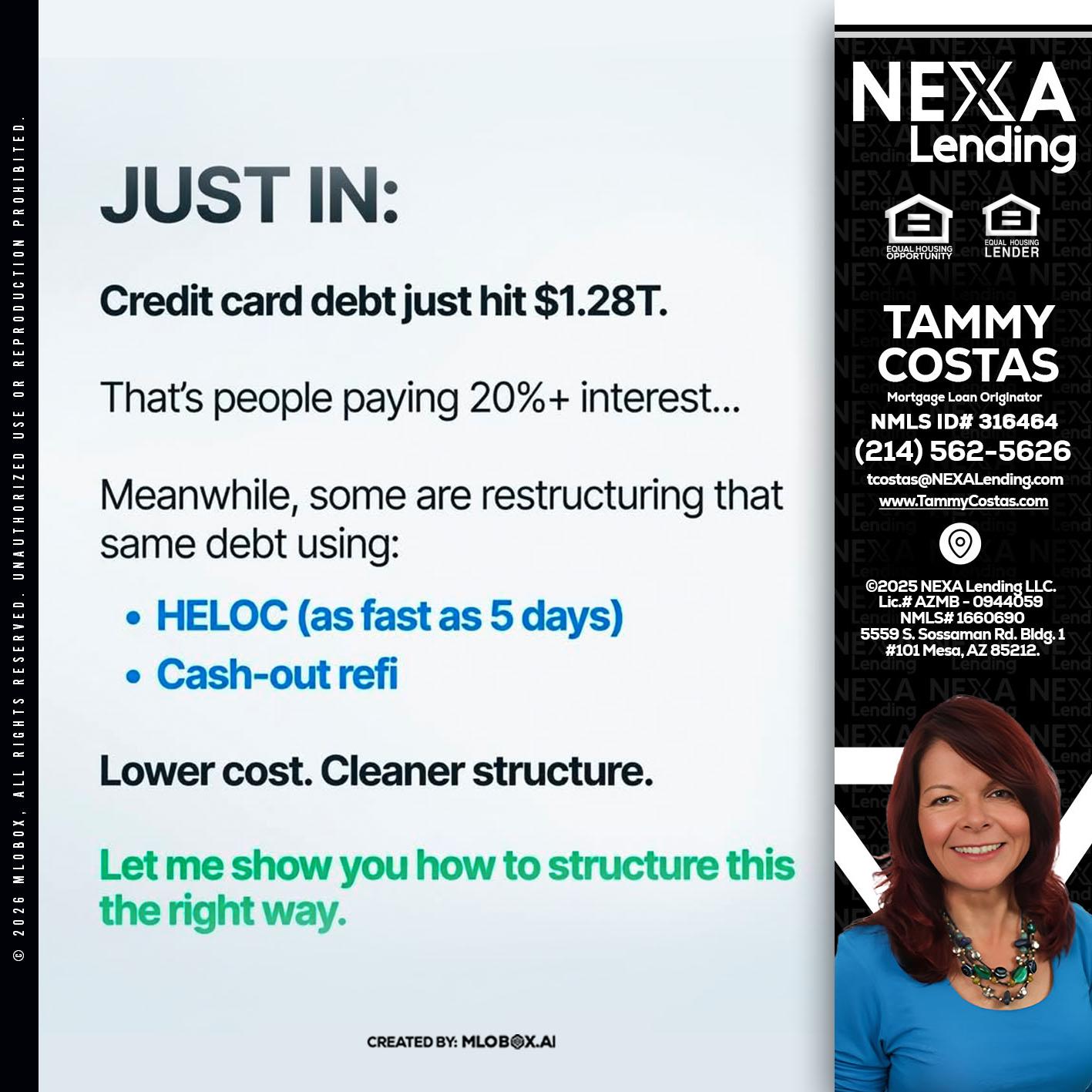 JUST IN - Tammy Costas -Mortgage Loan Originator
