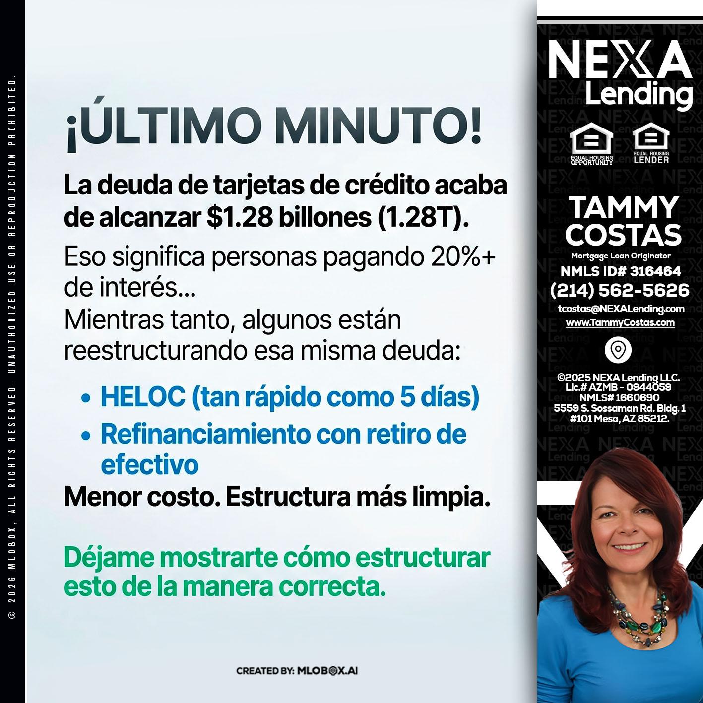 ultimo minuto - Tammy Costas -Mortgage Loan Originator