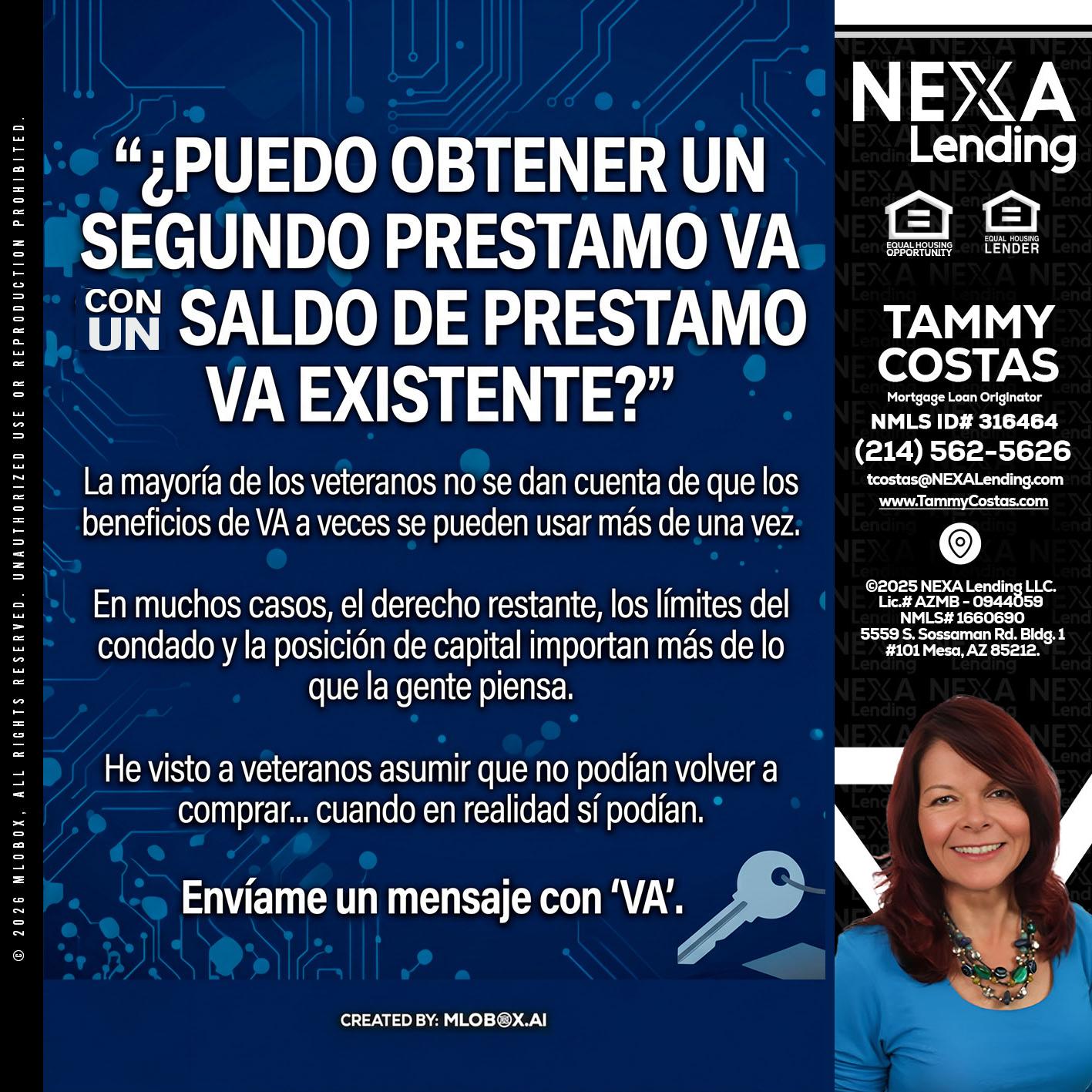 PUEDO OBTENER UN PRESTAMO VA - Tammy Costas -Mortgage Loan Originator