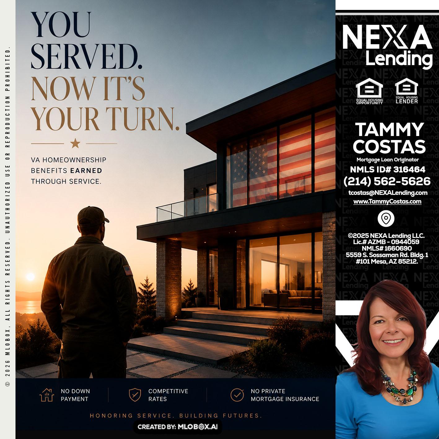 YOU SERVED - Tammy Costas -Mortgage Loan Originator