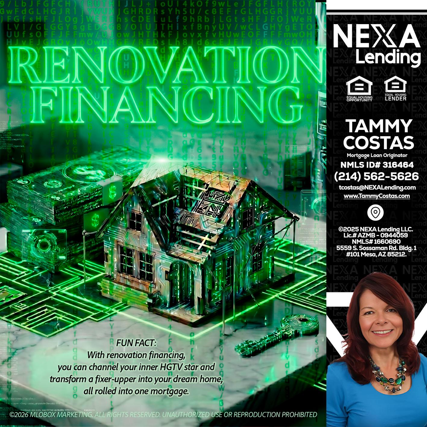 RENOVATION FINANCING - Tammy Costas -Mortgage Loan Originator
