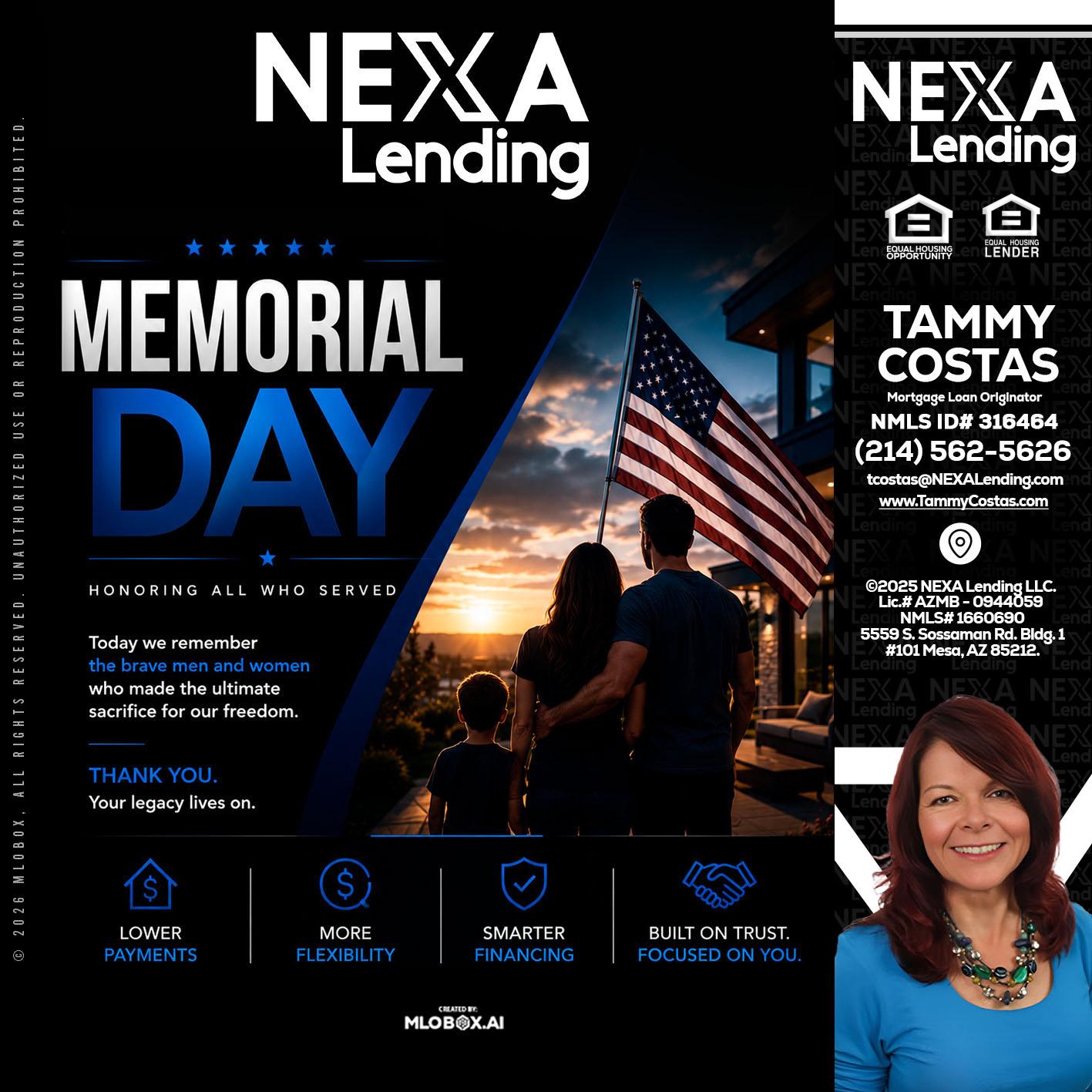 MEMORIAL DAY - Tammy Costas -Mortgage Loan Originator