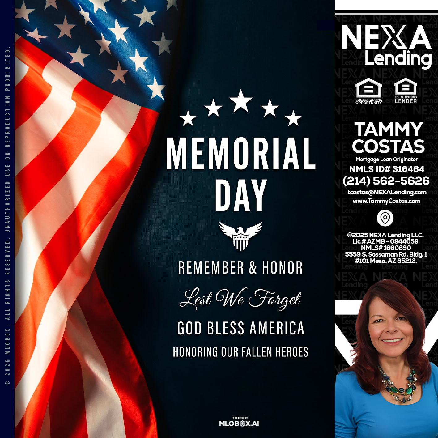 MEMORIAL DAY - Tammy Costas -Mortgage Loan Originator