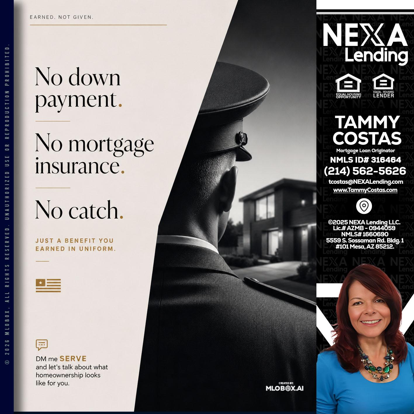 NO DOWN PAYMENT - Tammy Costas -Mortgage Loan Originator