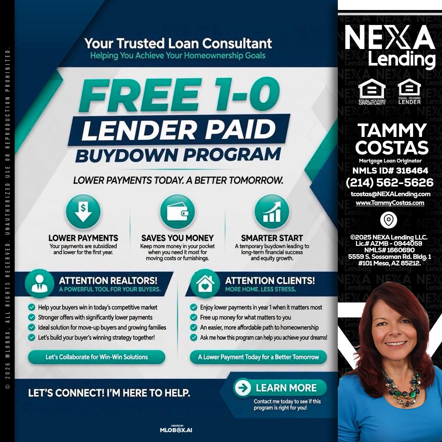 FREE 1-0 - Tammy Costas -Mortgage Loan Originator