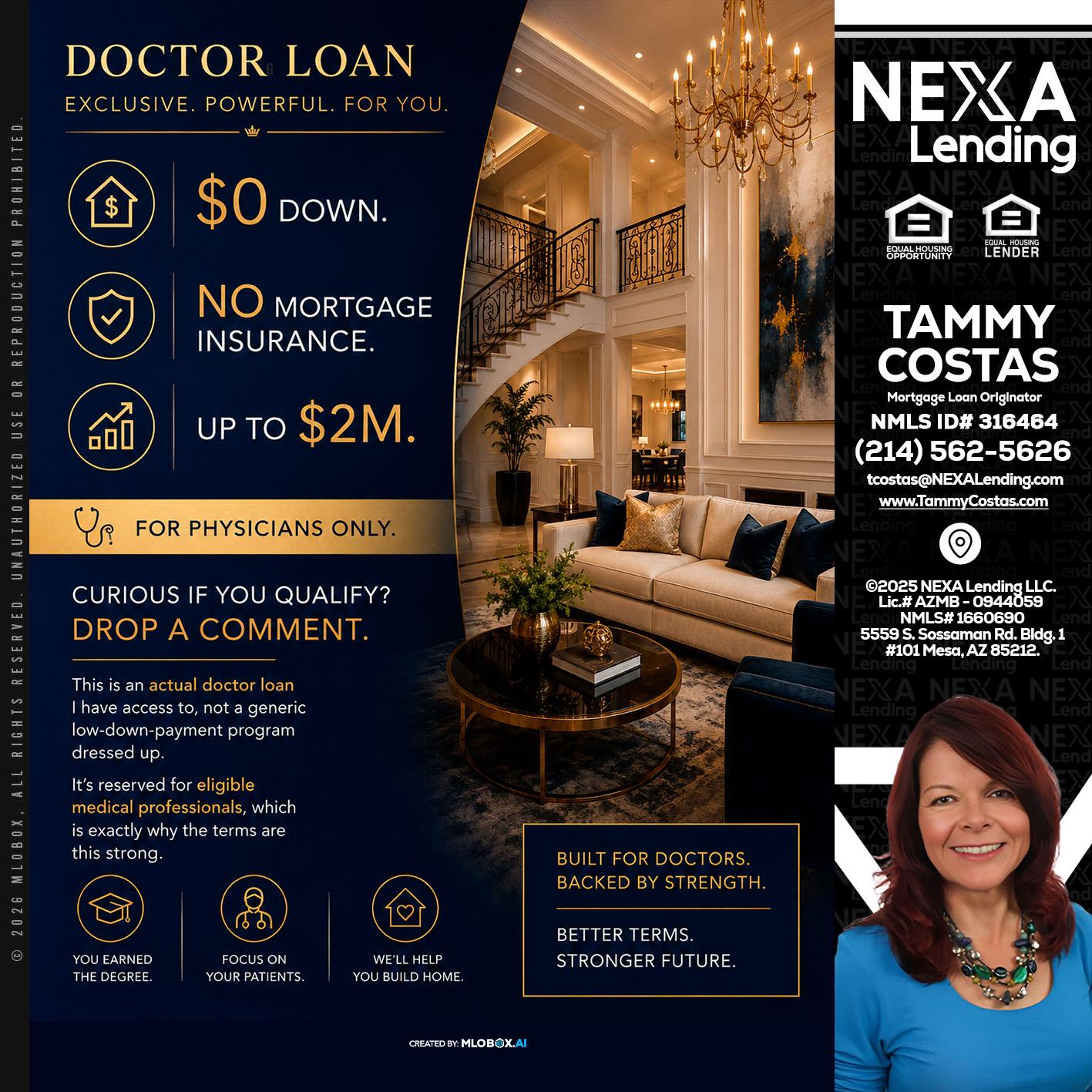 DOCTOR LOANS - Tammy Costas -Mortgage Loan Originator