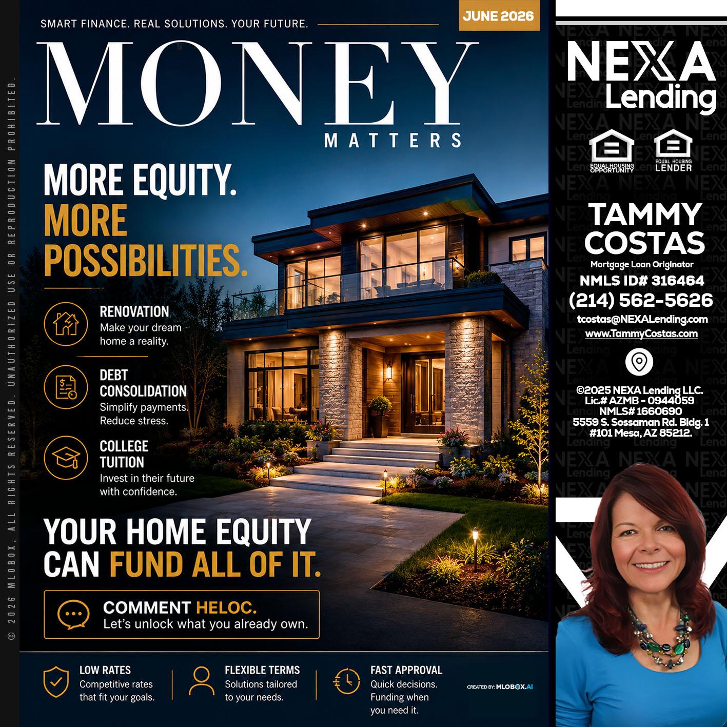 MONEY MATTERS - Tammy Costas -Mortgage Loan Originator