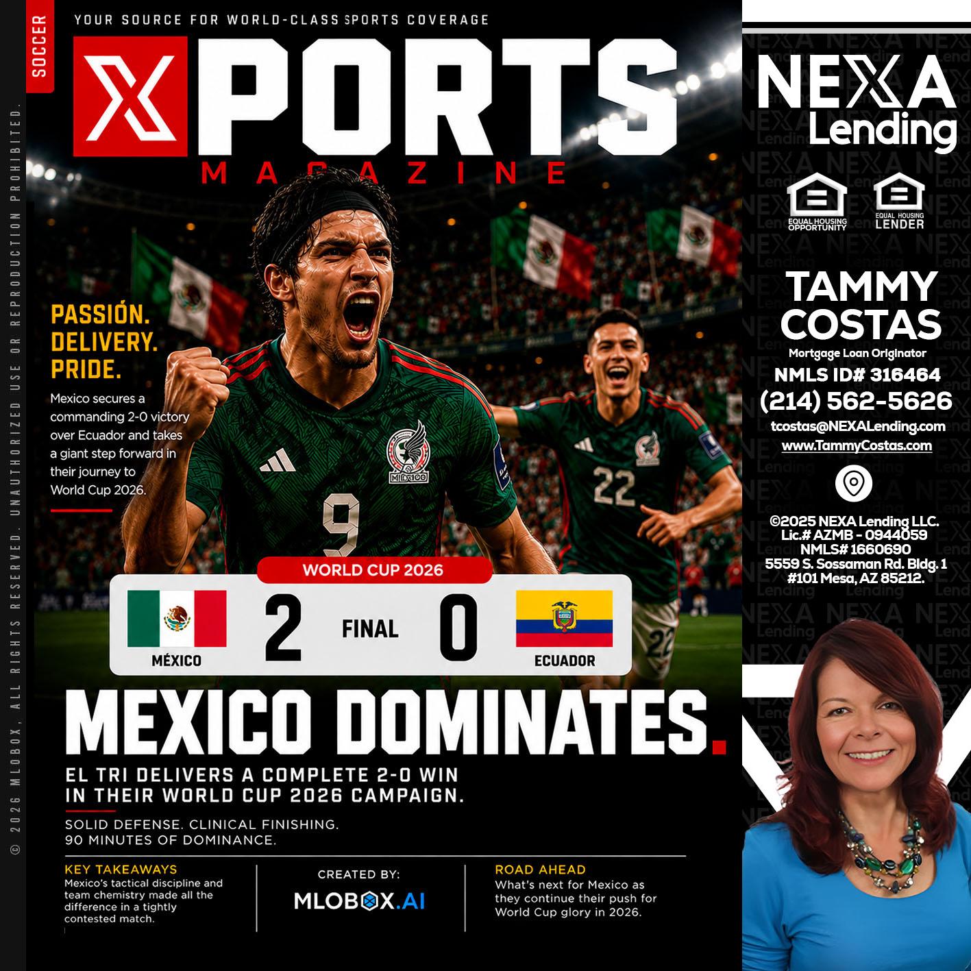 XPORTS MEX 2-0 ECUADOR - Tammy Costas -Mortgage Loan Originator