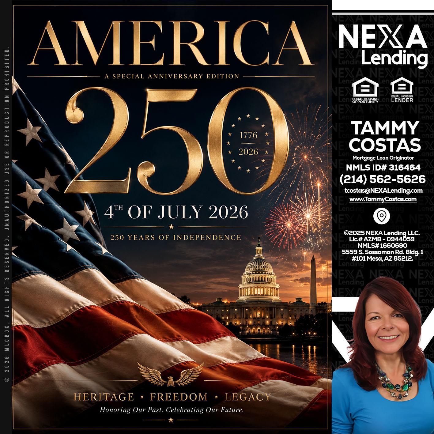 AMERICA 250 TH - Tammy Costas -Mortgage Loan Originator