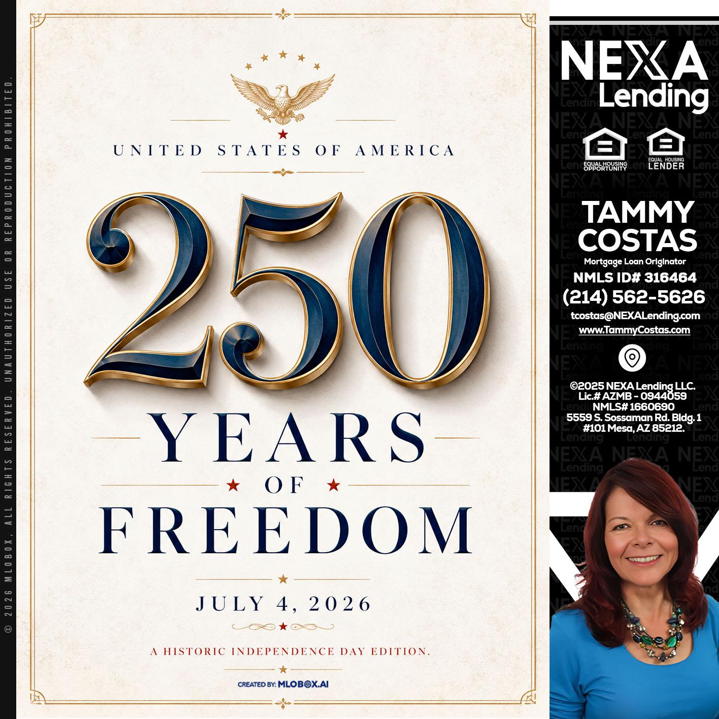 250 YEARS - Tammy Costas -Mortgage Loan Originator