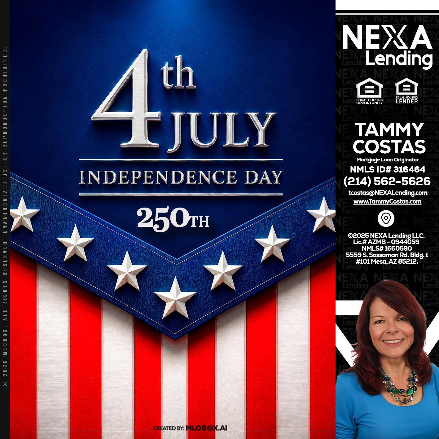 4th of july - Tammy Costas -Mortgage Loan Originator