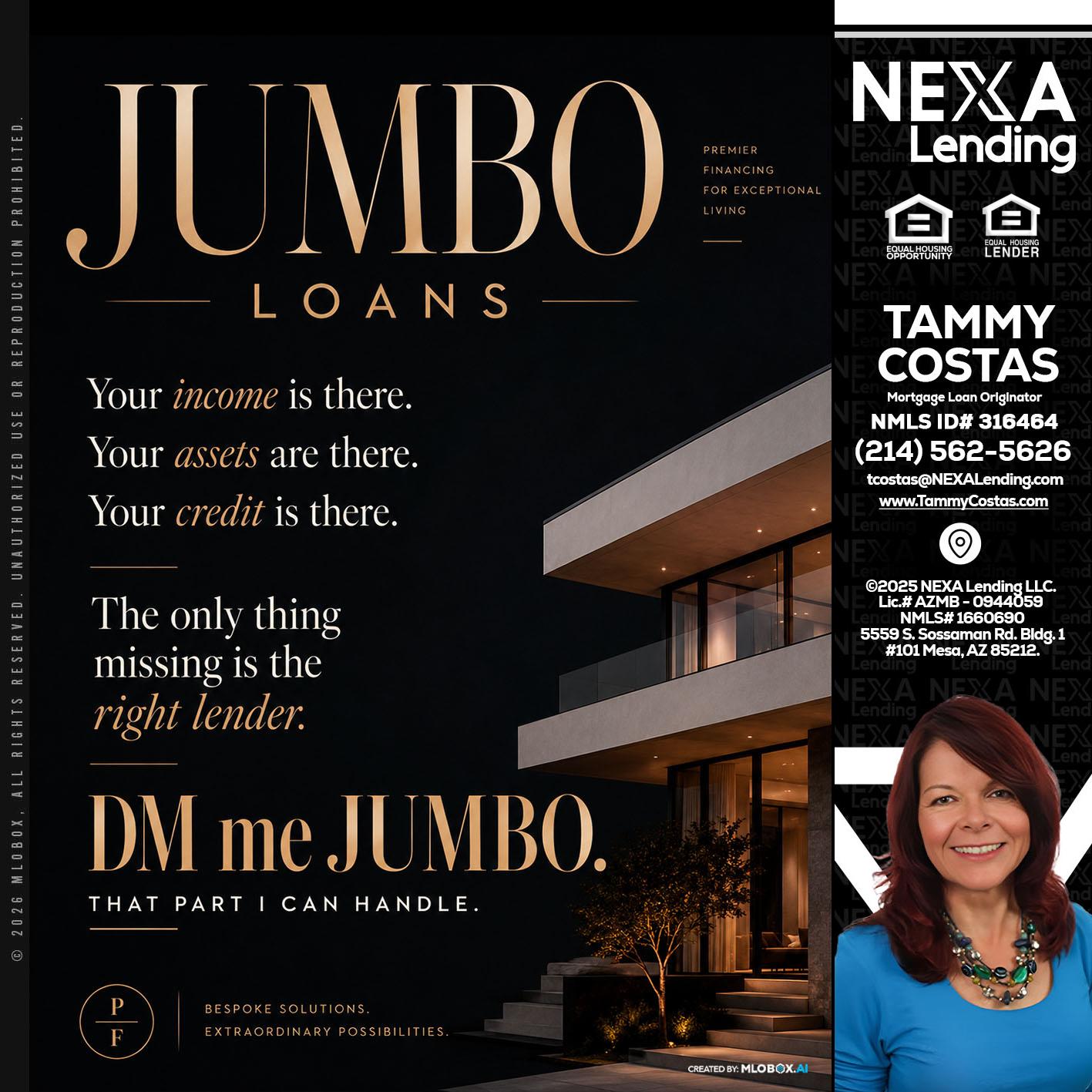 JUMBO LOANS - Tammy Costas -Mortgage Loan Originator