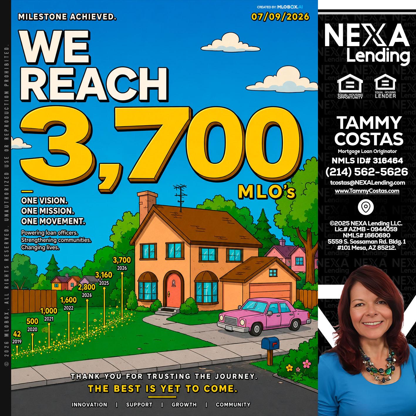 3,700 MLO's - Tammy Costas -Mortgage Loan Originator