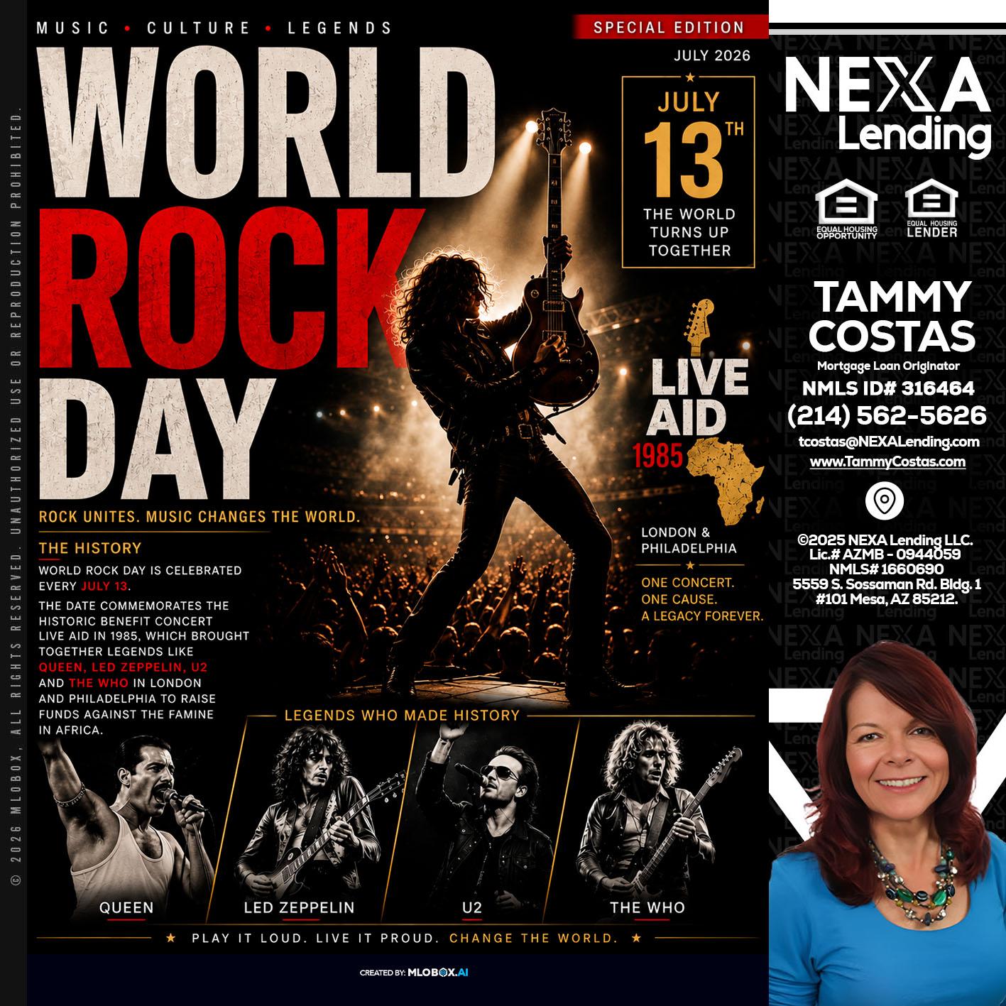 WORLD ROCK MUSIC DAY - Tammy Costas -Mortgage Loan Originator