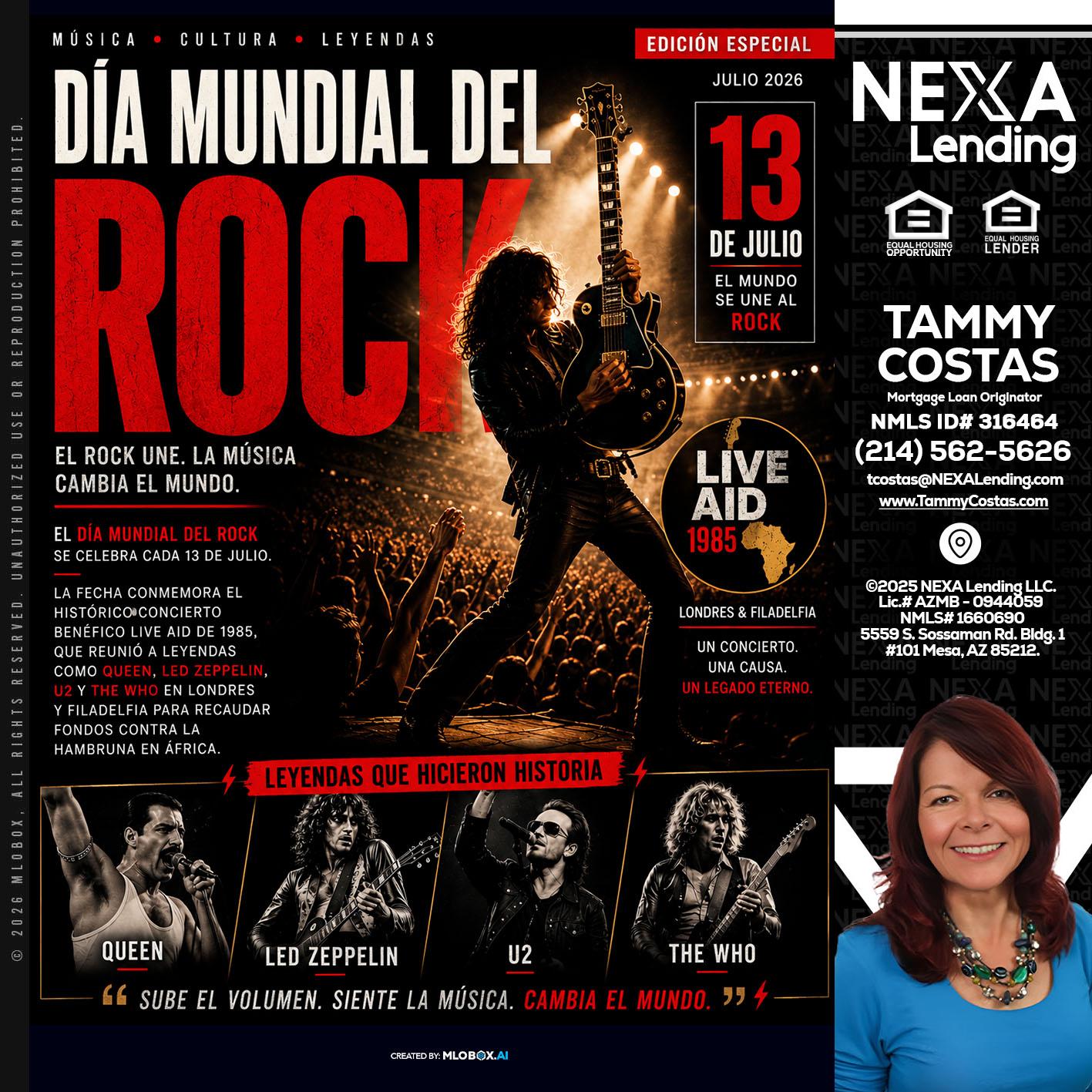 DIA MUNDIAL DEL ROCK - Tammy Costas -Mortgage Loan Originator